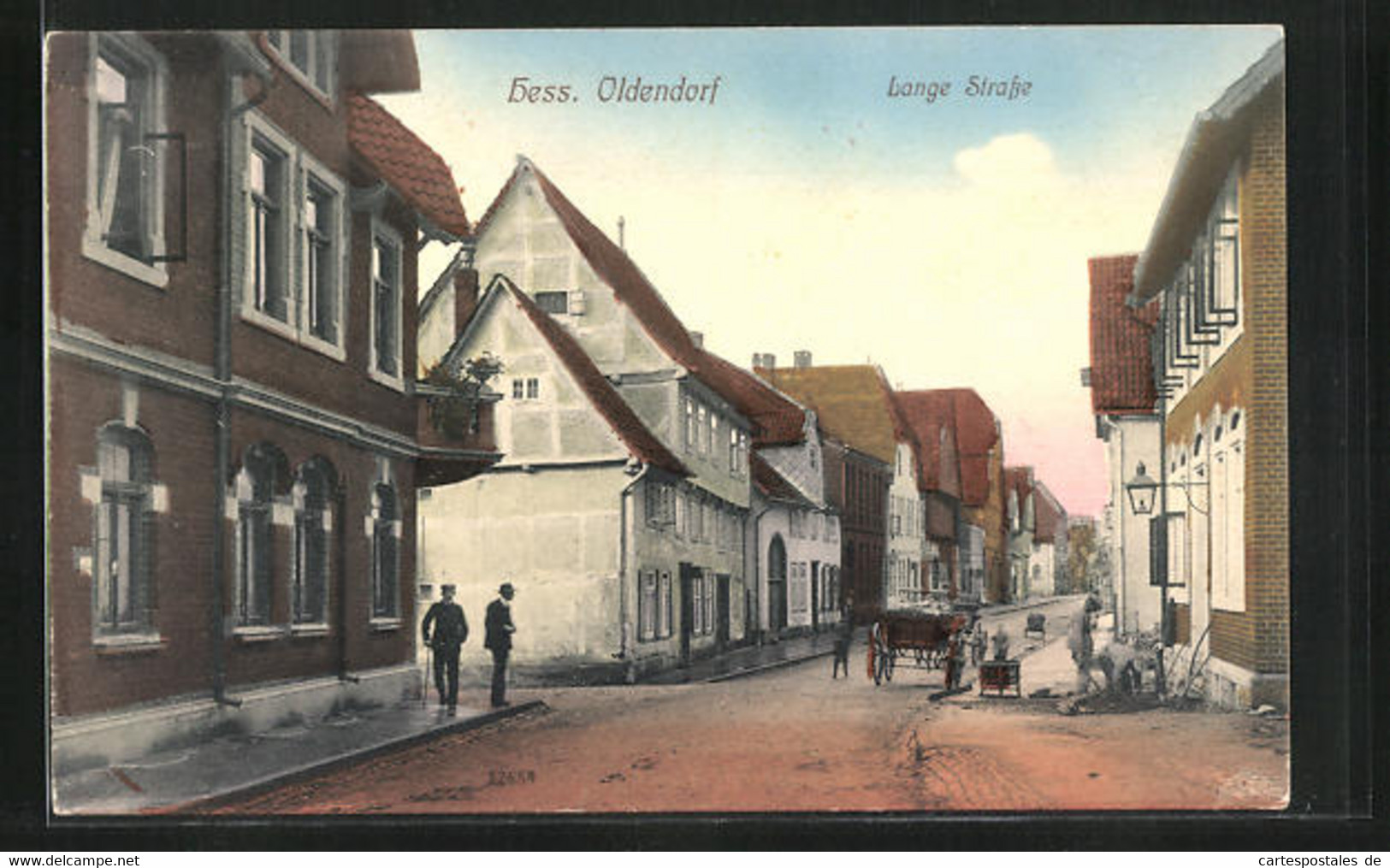 AK Hess. Oldendorf, Lange Strasse Mit Gasthaus Und Bauarbeitern - Hessisch-Oldendorf
