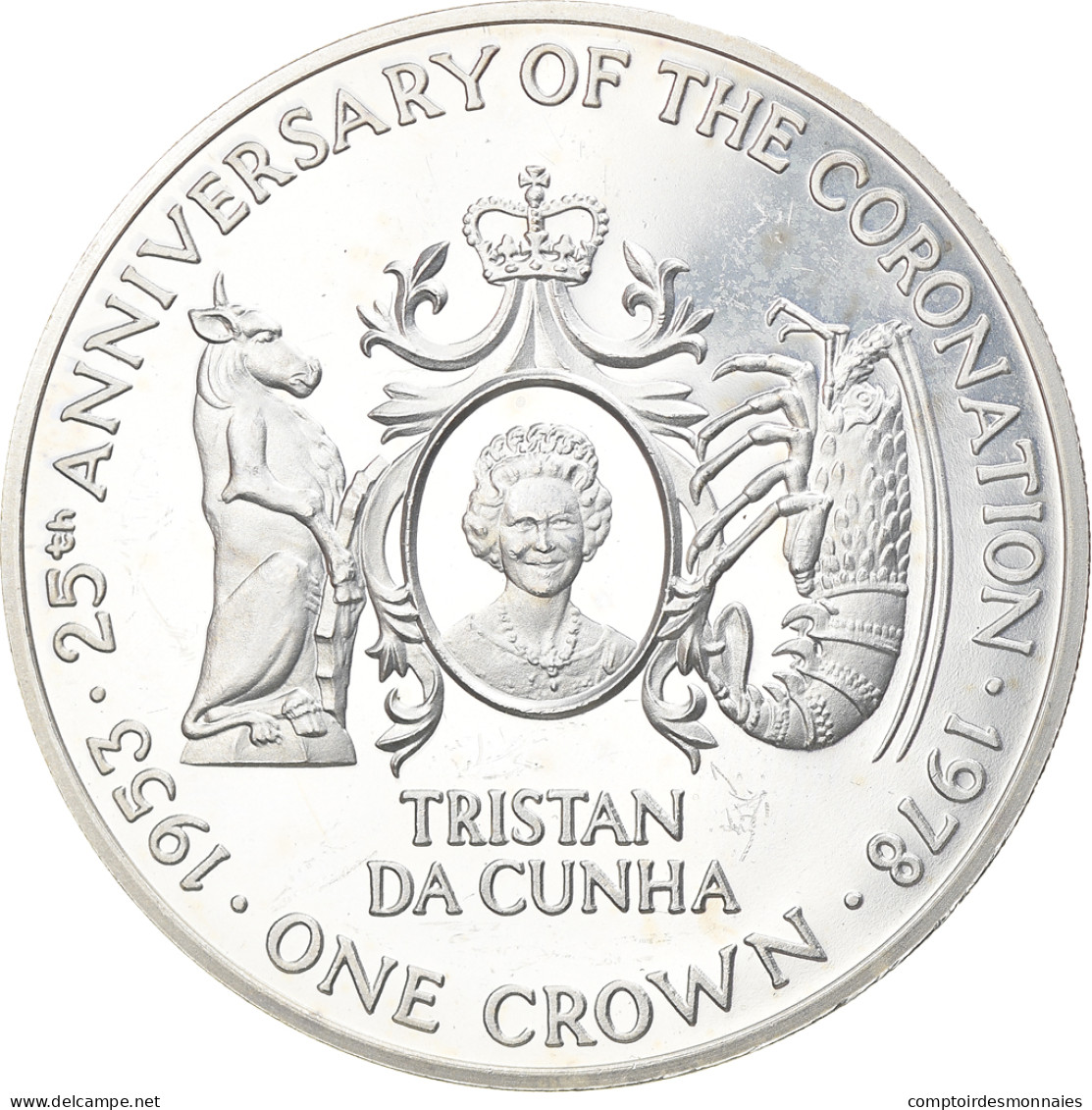 Monnaie, Tristan Da Cunha, Elizabeth II, Crown, 1978, Pobjoy Mint, FDC, Argent - British Virgin Islands