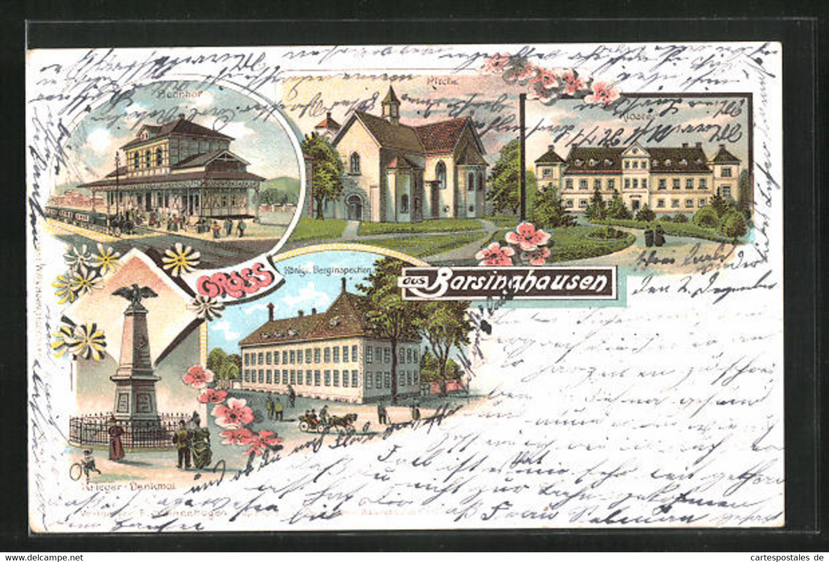 Lithographie Barsinghausen, Bahnhof Mit Dampflok, Kirche, Kloster - Barsinghausen