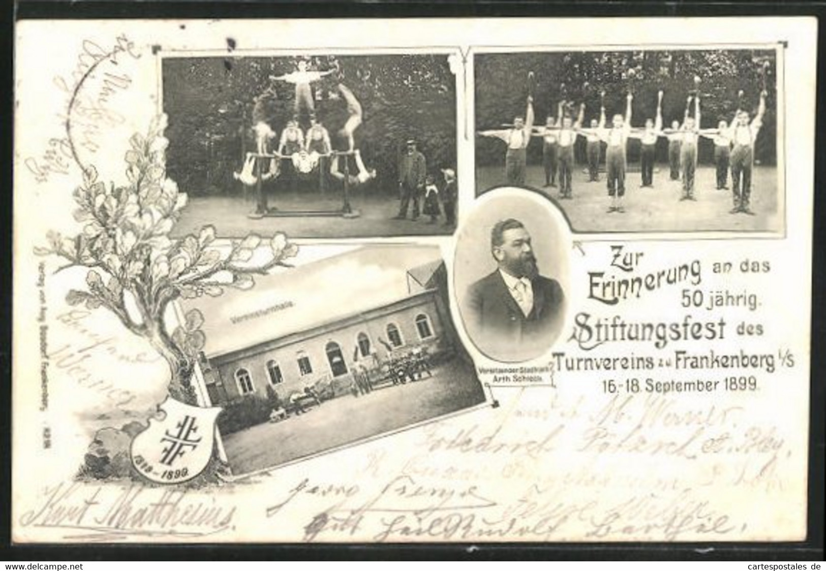AK Frankenberg I. S., 50 Jähriges Stiftungsfest Des Turnvereins 1899, Vereinsturnhalle - Frankenberg