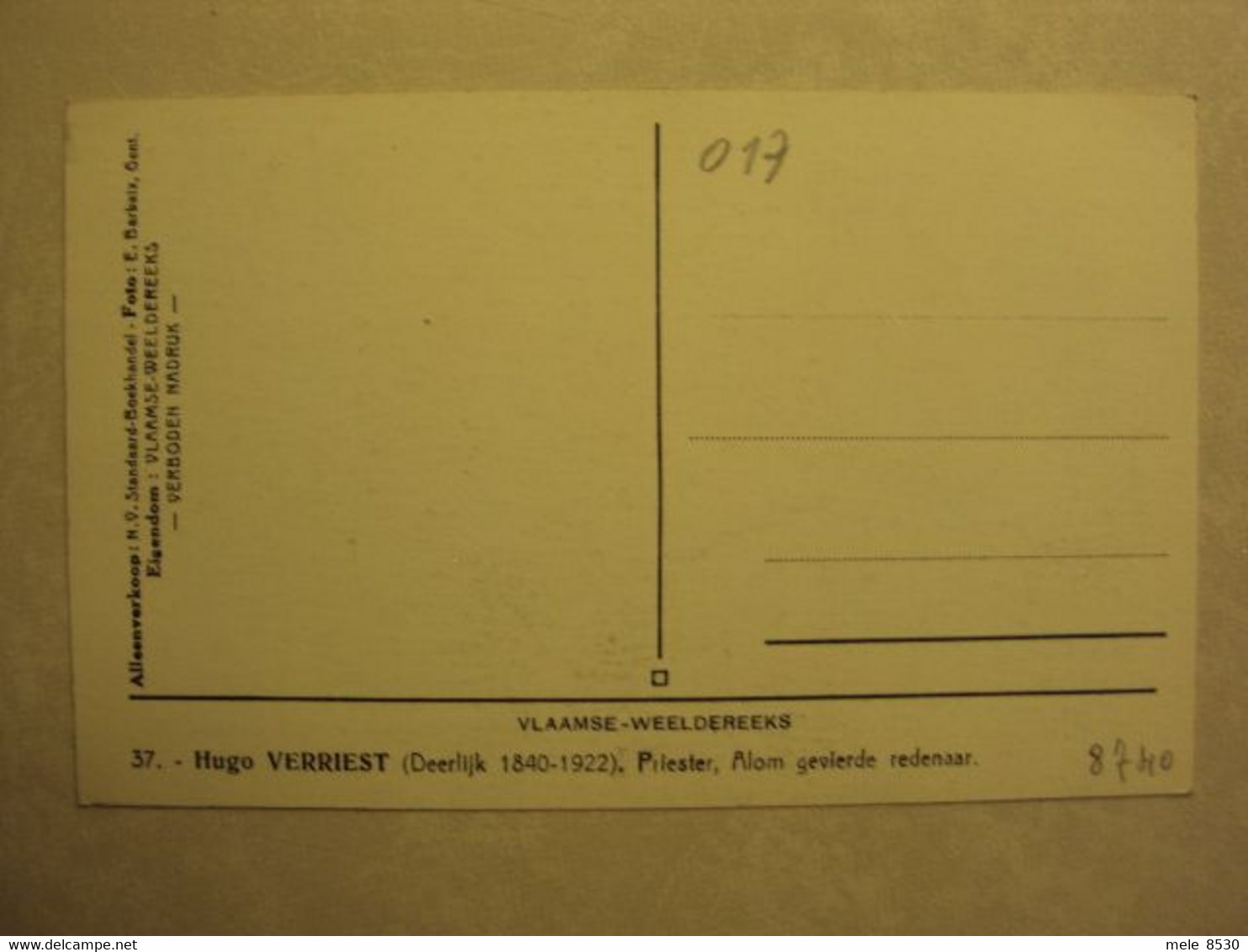 017 - DEERLIJK - HUGO VERRIEST - PRIESTER - ALOM GEVIERDE REDENAAR - ZIE 2 FOTO'S - Deerlijk