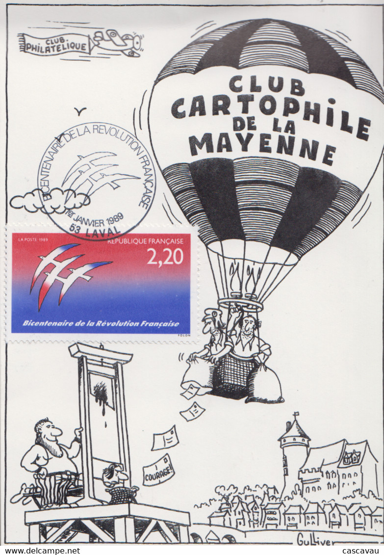 Carte  Maximum  1er  Jour  FRANCE   Bicentenaire  De  La   REVOLUTION   FRANCAISE   LAVAL   1989 - Franse Revolutie