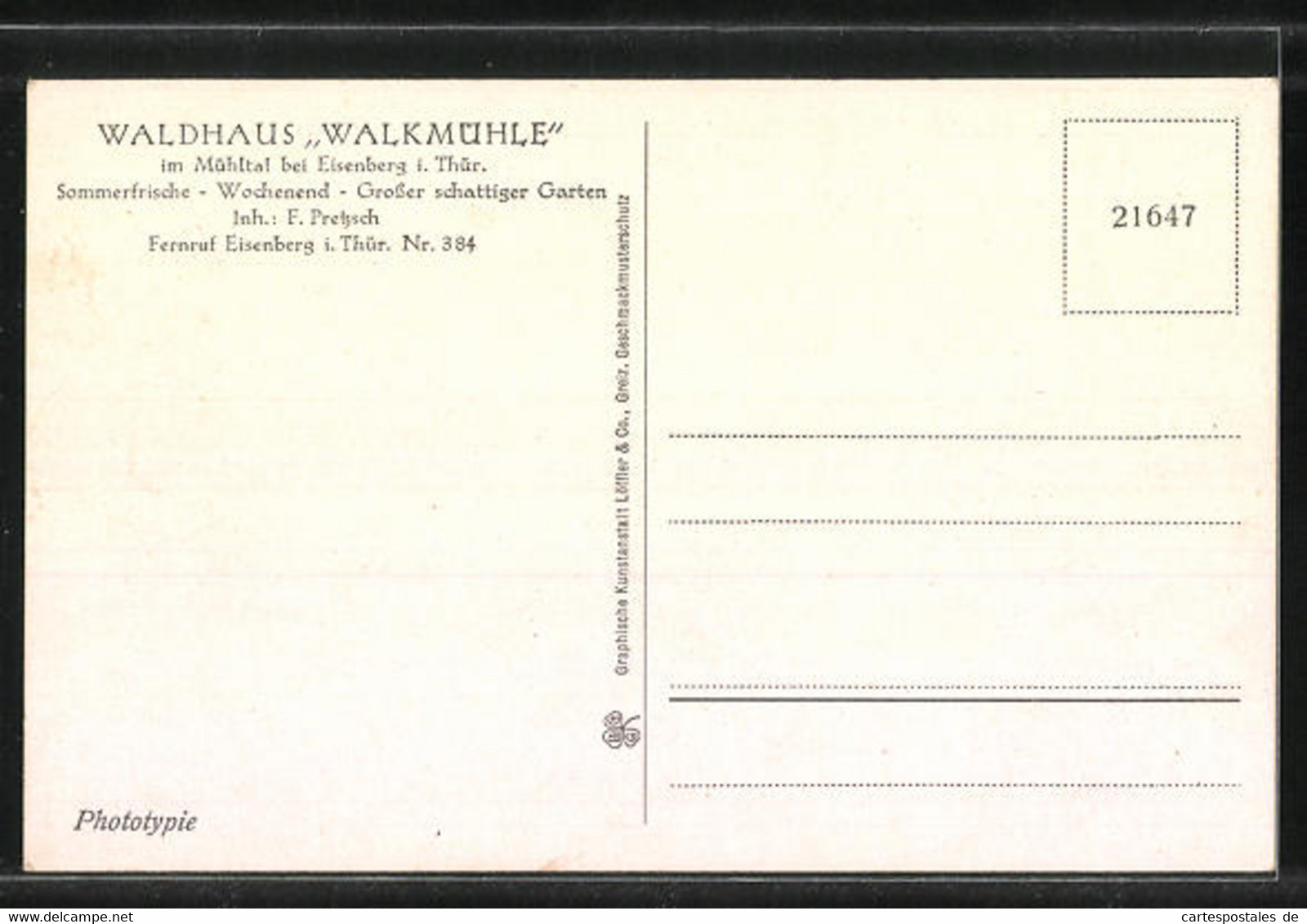 AK Eisenberg /Thür, Gasthaus Walkmühle Im Mühltal - Eisenberg