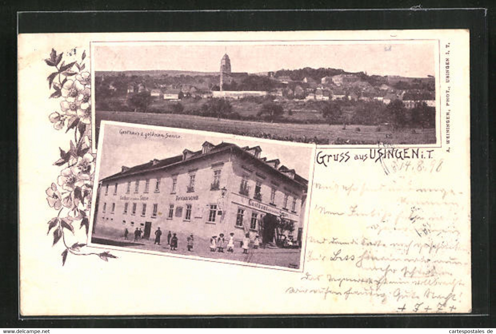 AK Usingen / Taunus, Gasthaus Zur Goldenen Sonne, Panorama - Usingen