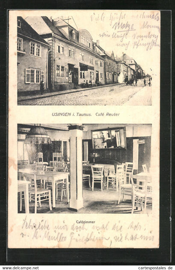 AK Usingen / Taunus, Café Reuter, Aussen- Und Innenansicht - Usingen