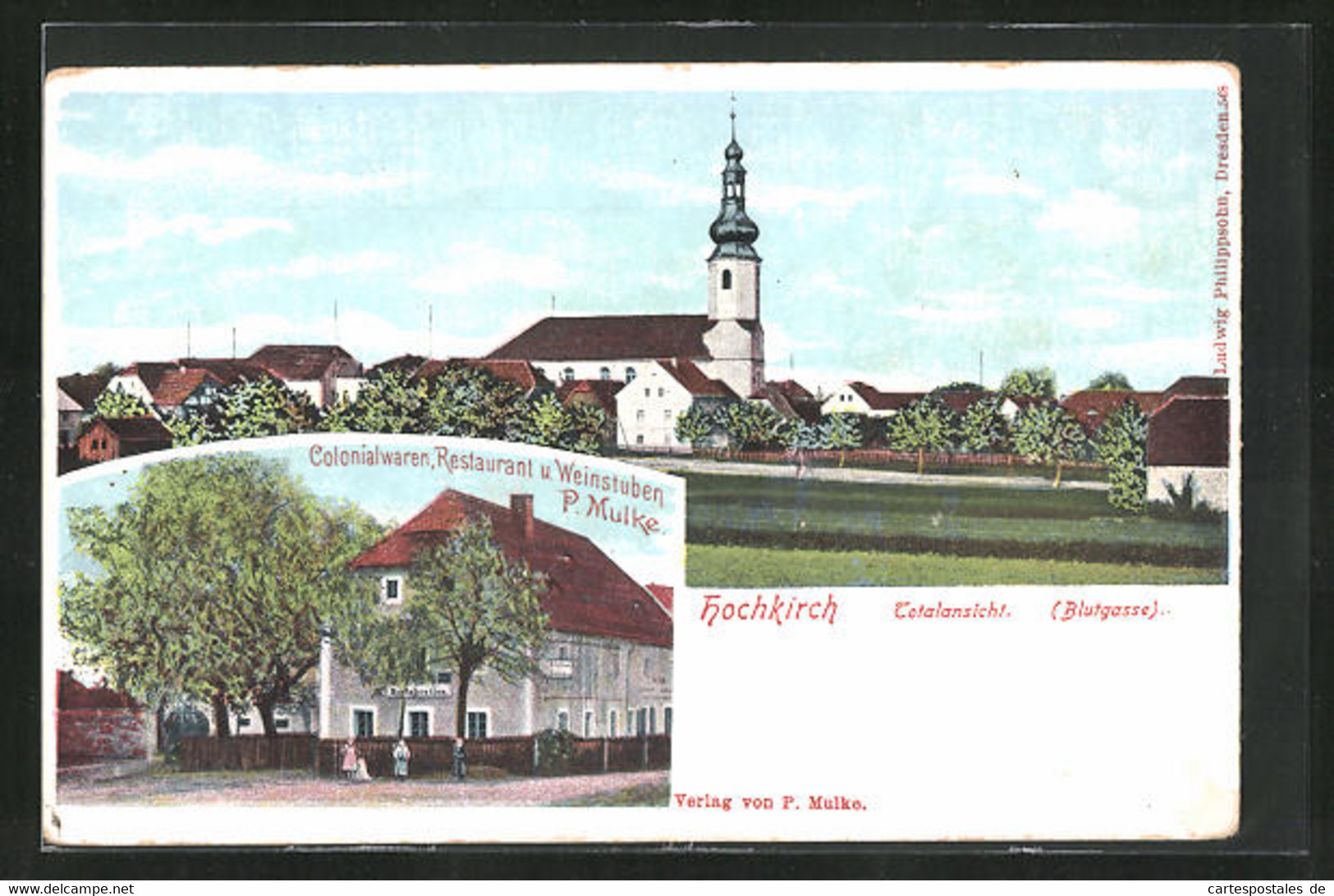 AK Hochkirch, Colonialwaren-Handlung & Restaurant P. Mulke - Hochkirch