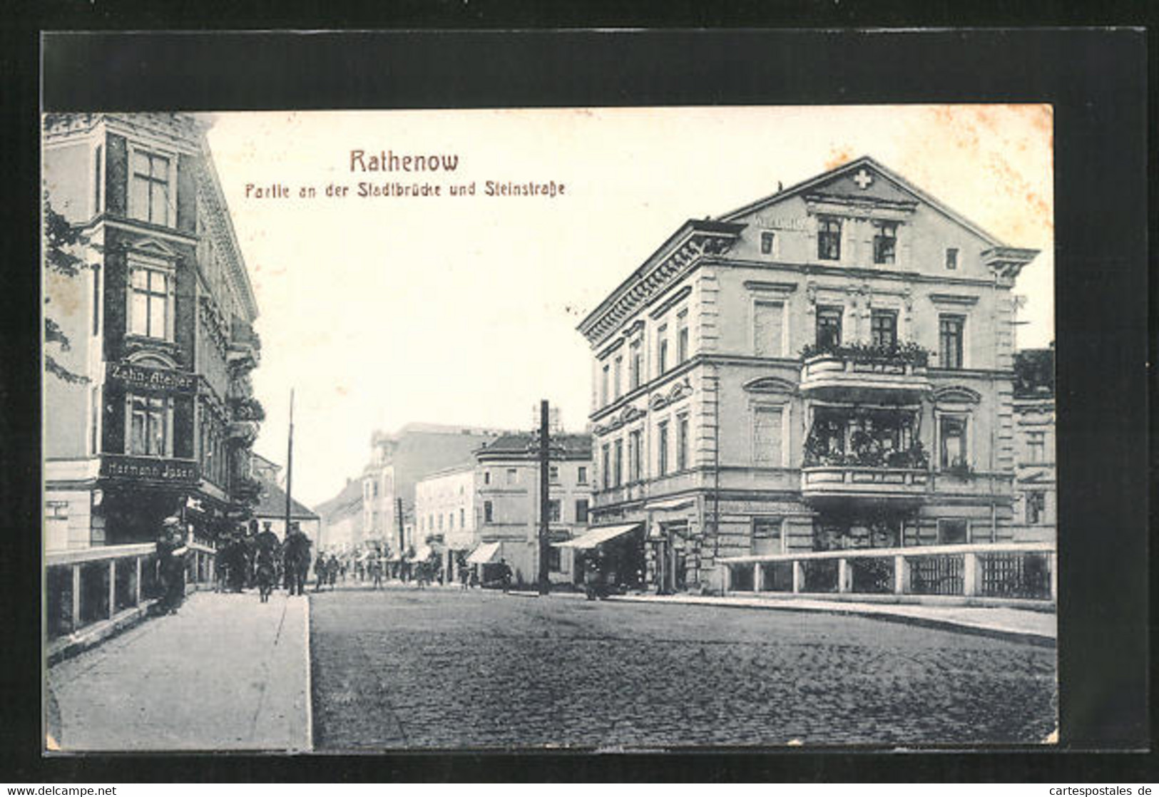 AK Rathenow, Partie An Der Stadtbrücke Und Steinstrasse - Rathenow