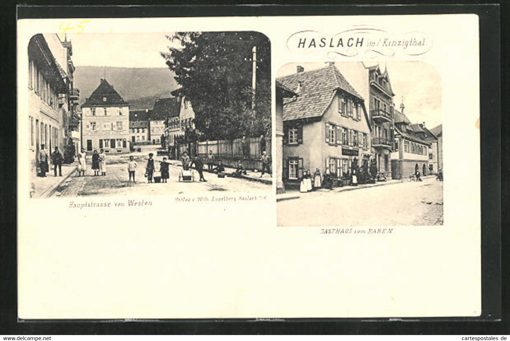 AK Haslach I. Kinzigthal, Gasthaus Zum Raben, Hauptstrasse Von Westen - Haslach