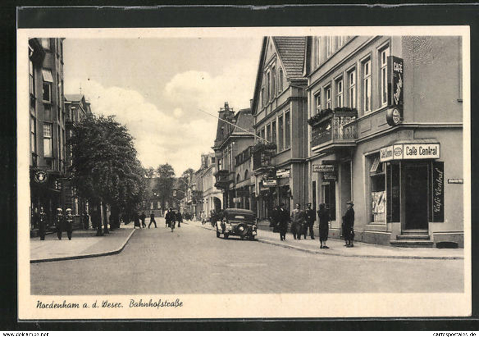 AK Nordenham A. D. Weser, Bahnhofstrasse Mit Café Central - Nordenham