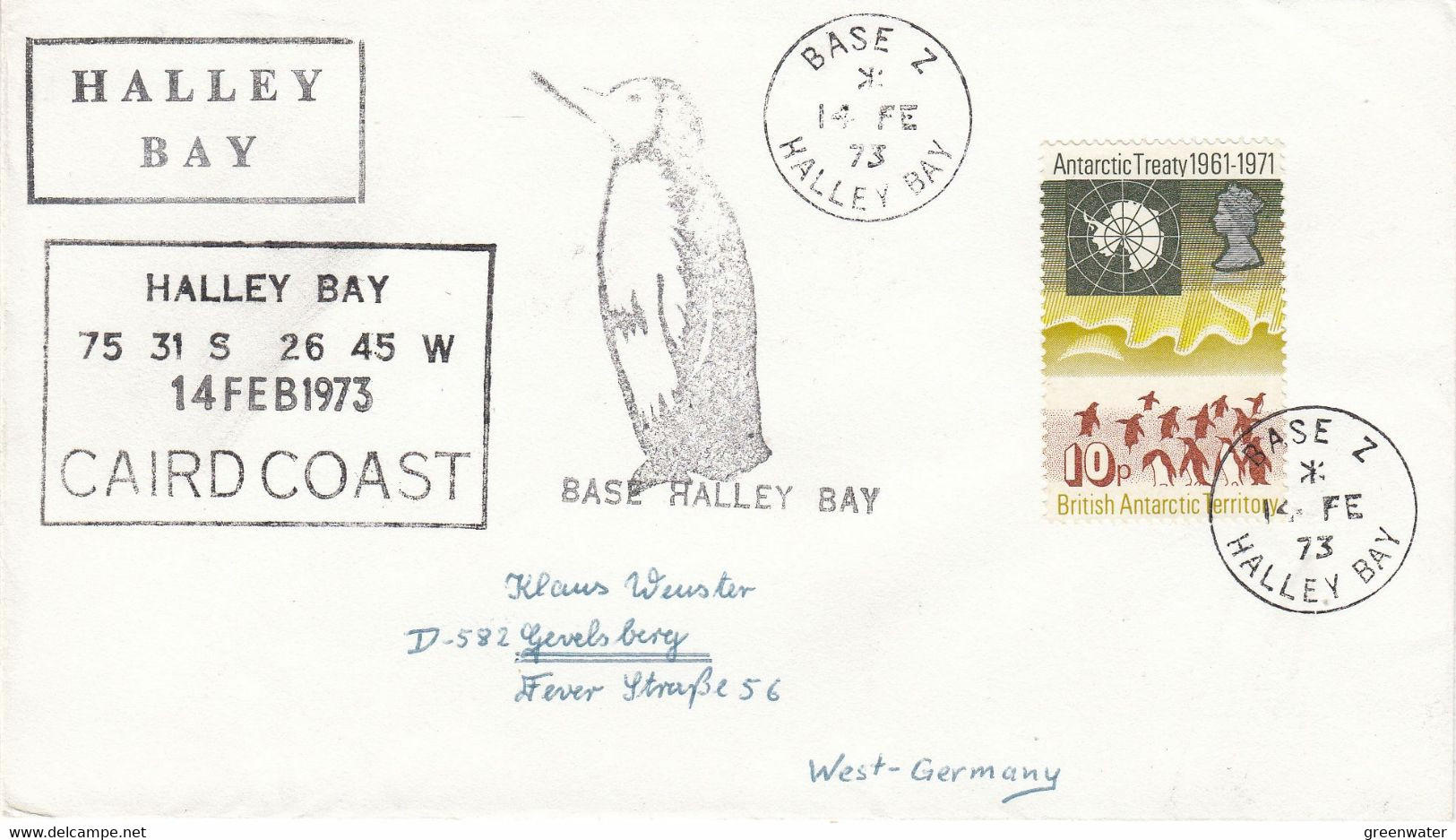 British Antarctic Territorry (BAT) 1973 Cover Ca Base Z Halley Bay 14 FE 73 (52786) - Covers & Documents