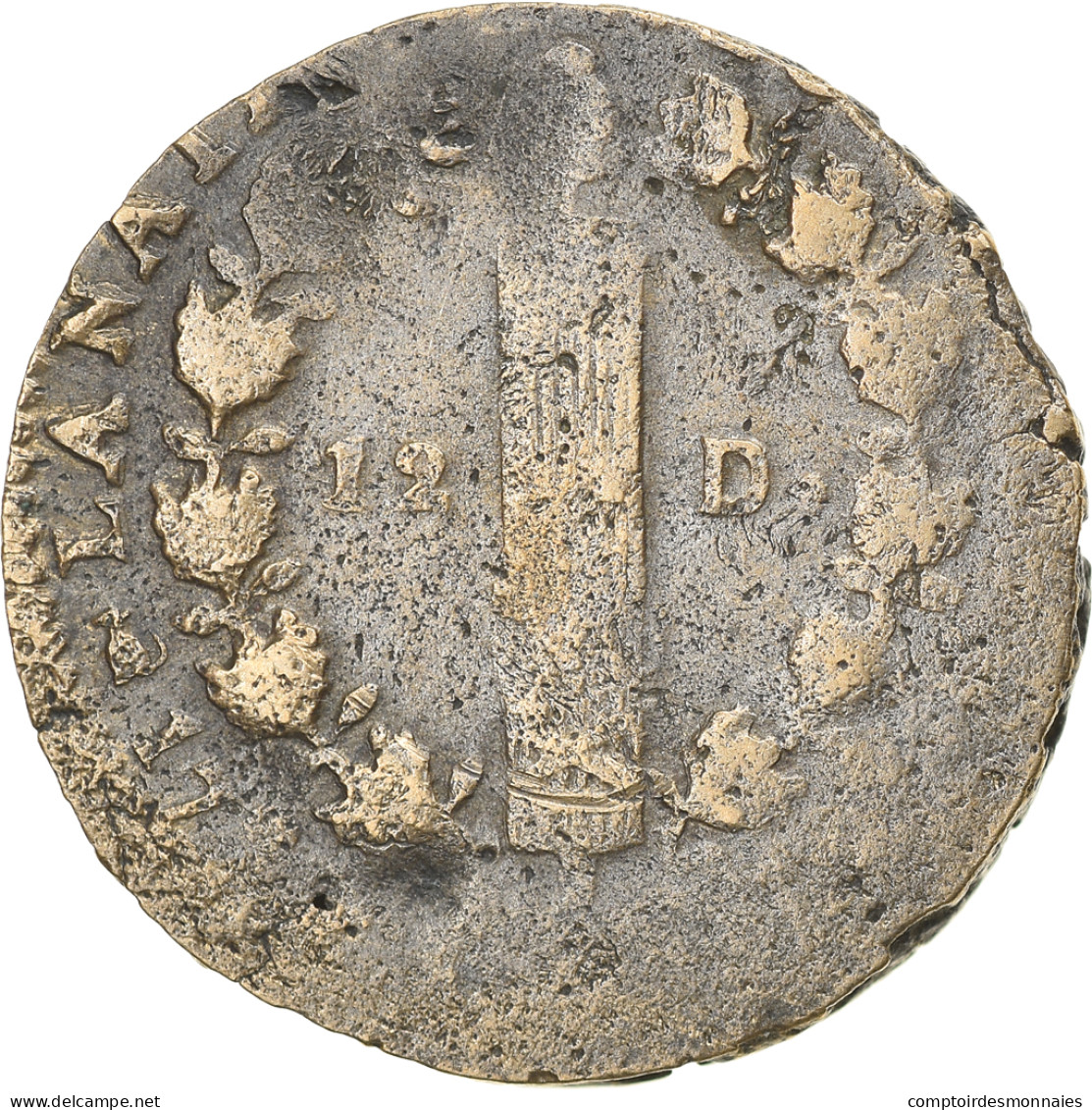 Monnaie, France, Louis XVI, 12 Deniers, 1792, Saumur, Frappe Médaille + - Abarten Und Kuriositäten