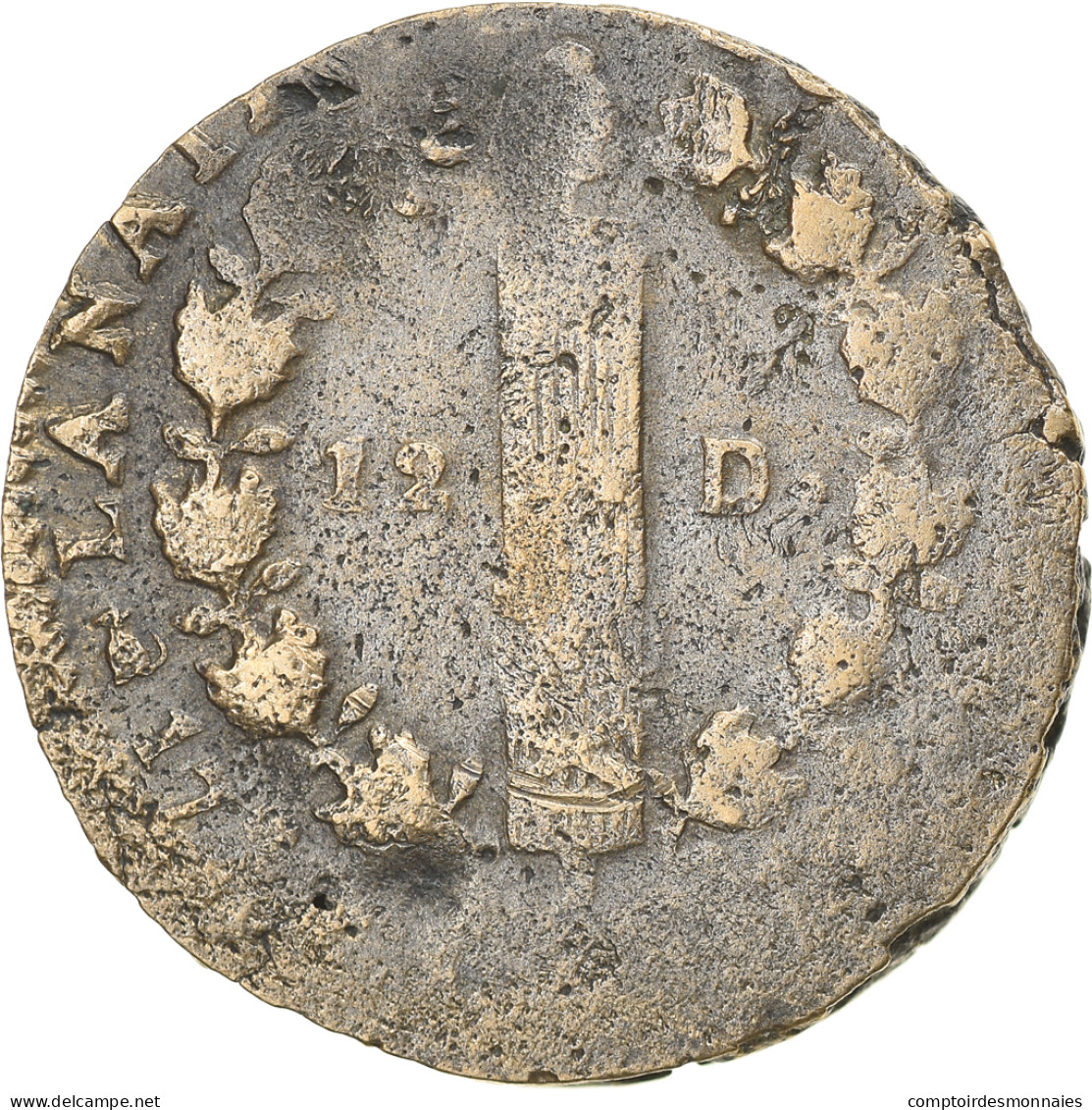 Monnaie, France, Louis XVI, 12 Deniers, 1792, Saumur, Frappe Médaille + - Varietà E Curiosità