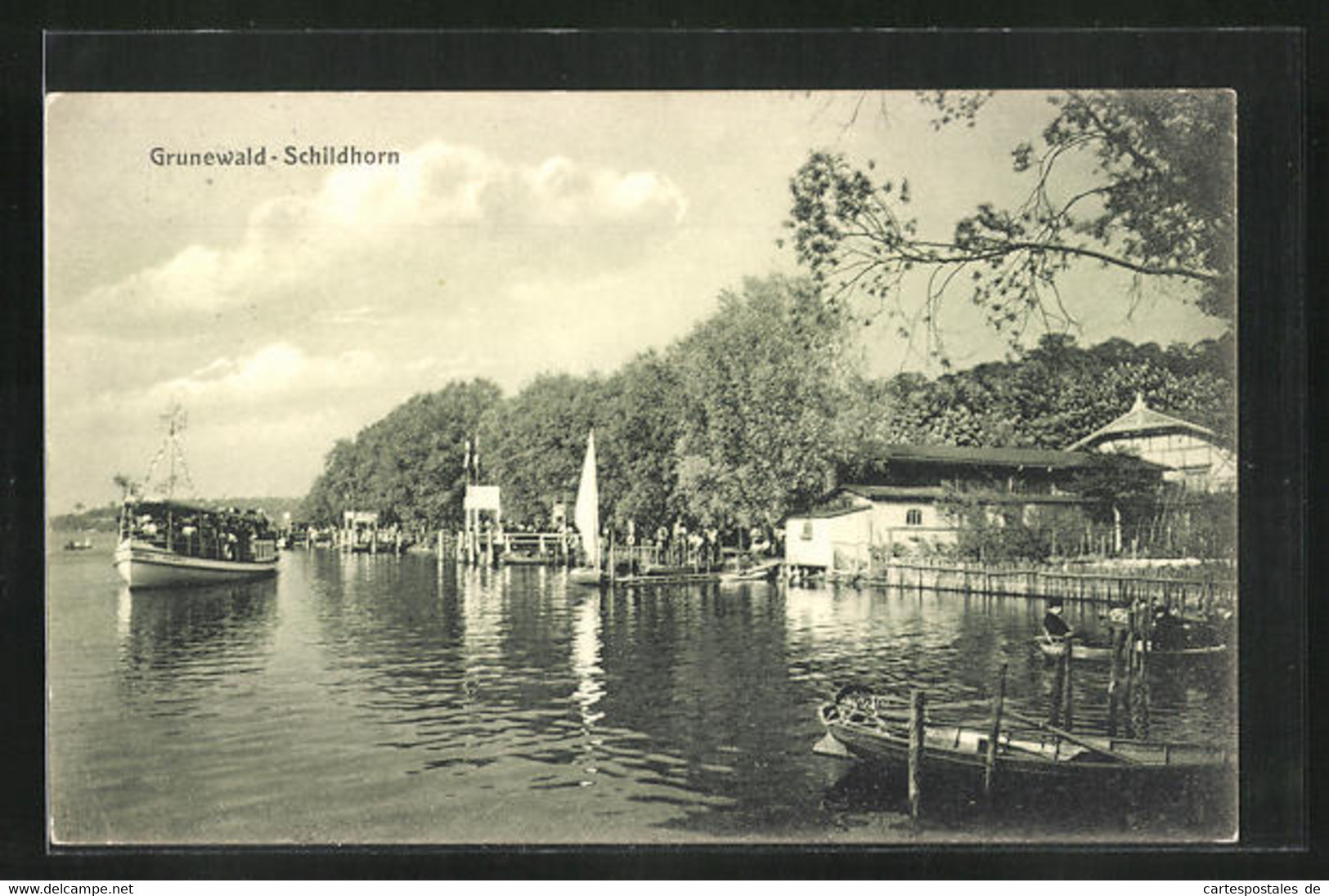 AK Berlin-Grunewald-Schildhorn, Uferpartie Mit Booten - Grunewald