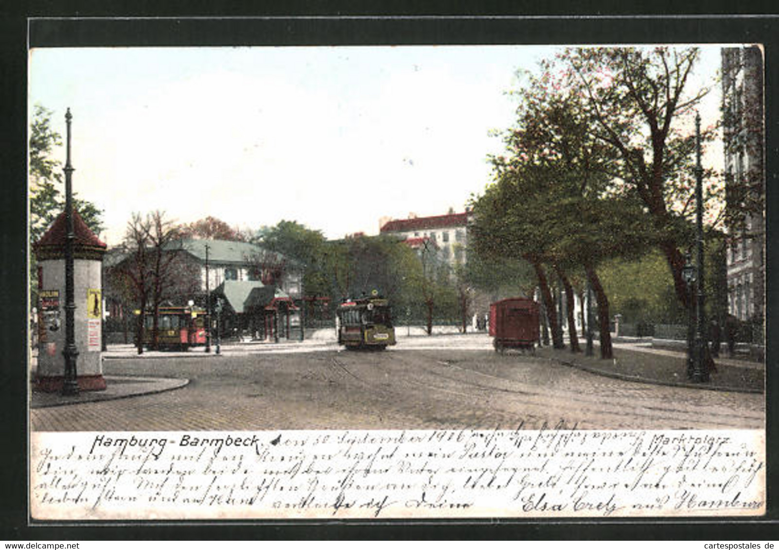 AK Hamburg-Barmbek, Strassenbahn Auf Dem Marktplatz - Nord