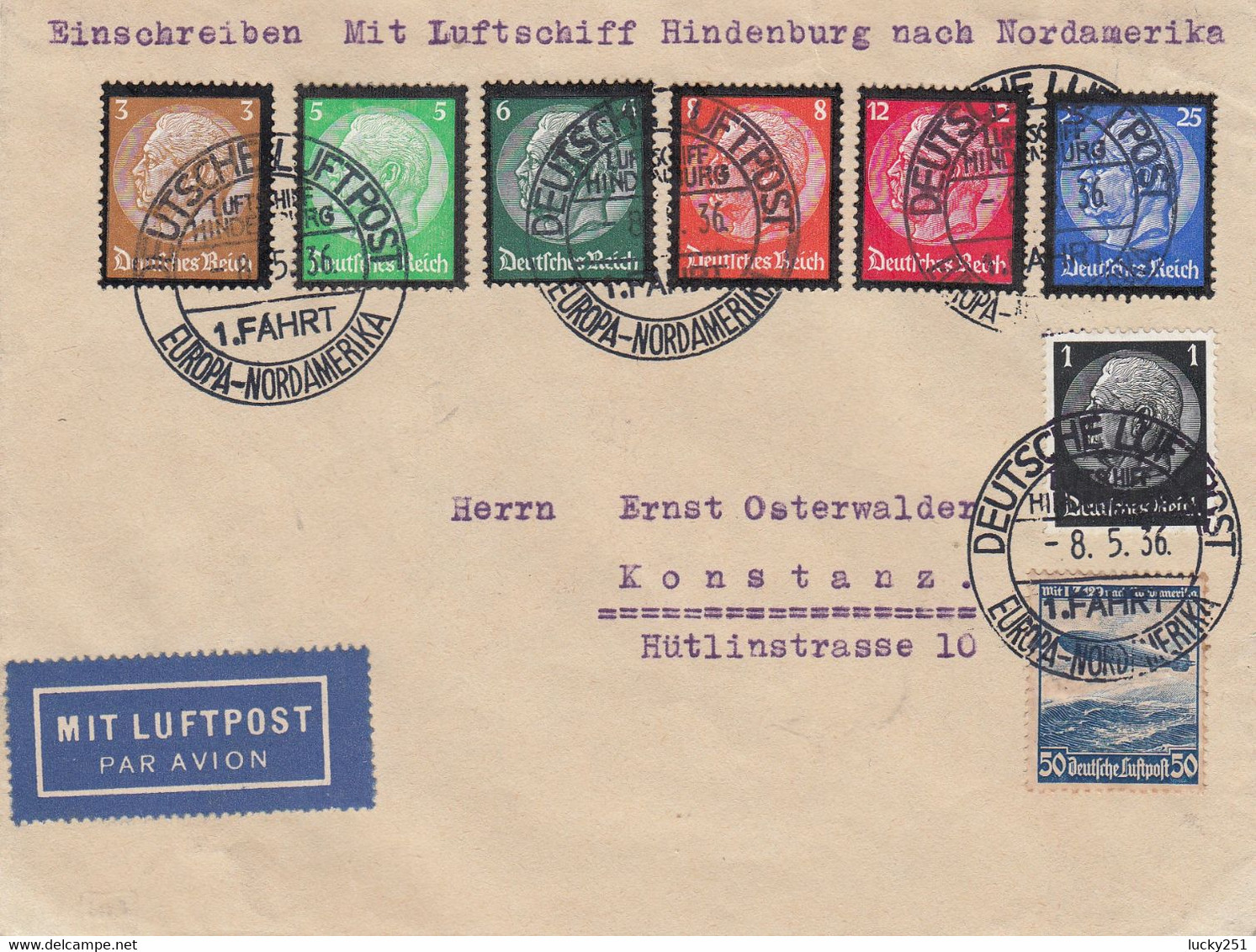 Zeppelin - 1936 - Allemagne - Lettre Du 08/05/1936 - Vers Konstanz - Zeppelin