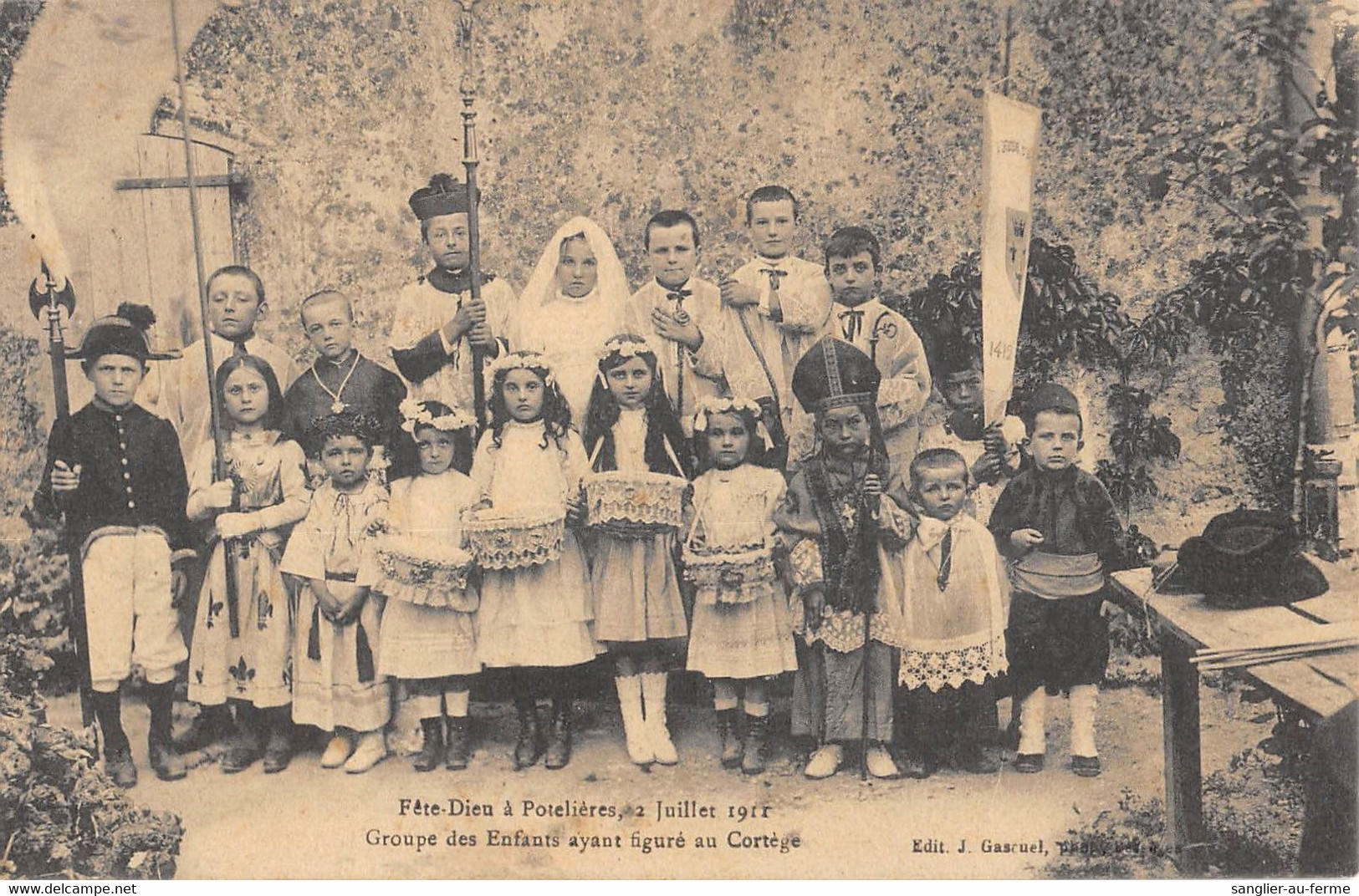 CPA 30 FETE DIEU A POTELIERES 2 JUILLET 1911 GROUPE DES ENFANTS AYANT FIGURE AU CORTEGE - Other & Unclassified