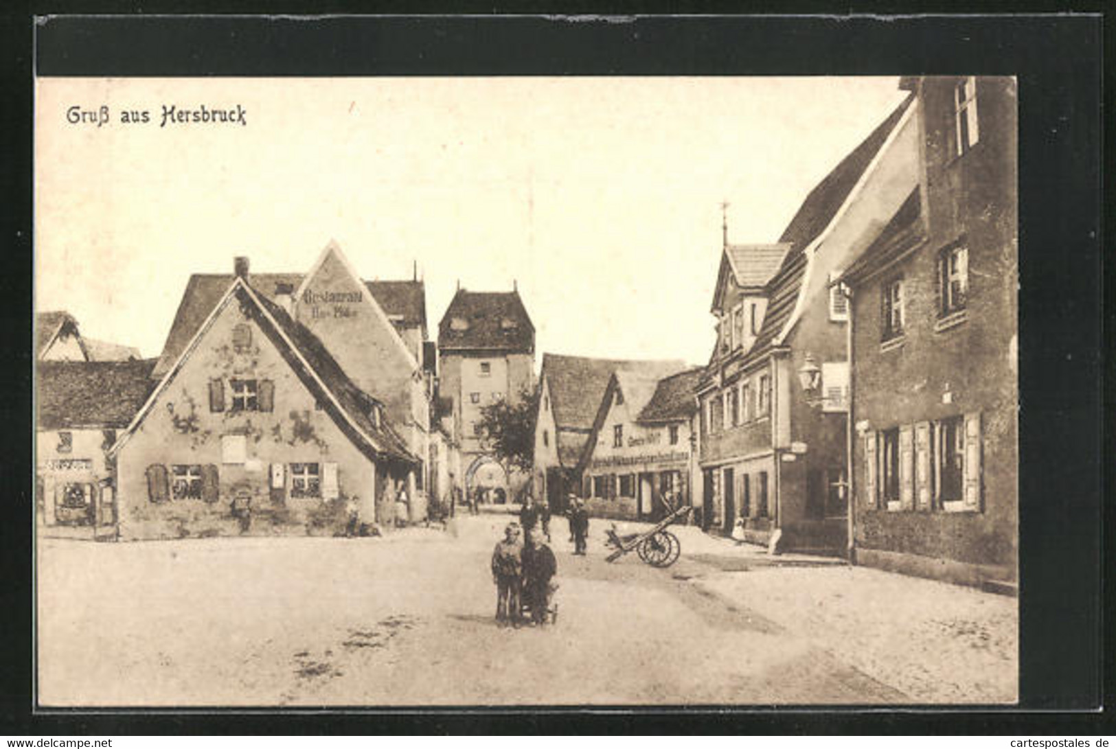 AK Hersbruck, Restaurant Hans Müller, Strassenpartie - Hersbruck