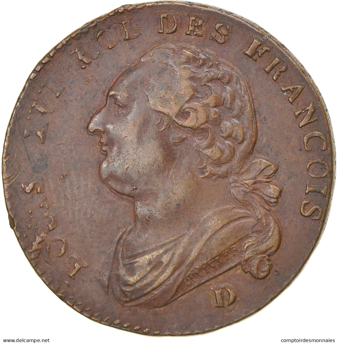 Monnaie, France, Louis XVI, 12 Deniers, 1792, Lyon, Double Frappe, TTB, Cuivre - Varietà E Curiosità