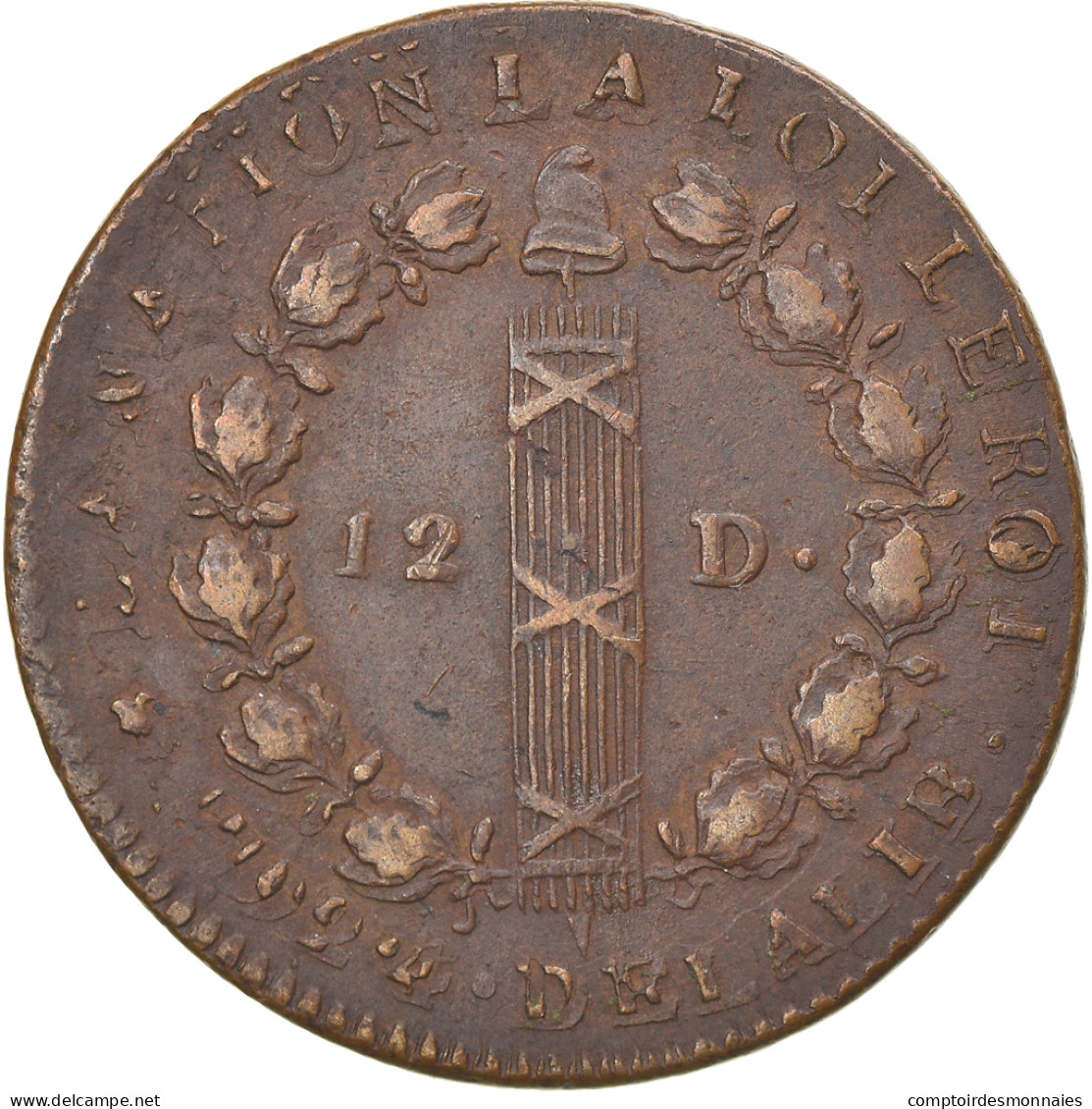 Monnaie, France, Louis XVI, 12 Deniers, 1792, Lyon, Double Frappe, TTB, Cuivre - Errores Y Curiosidades