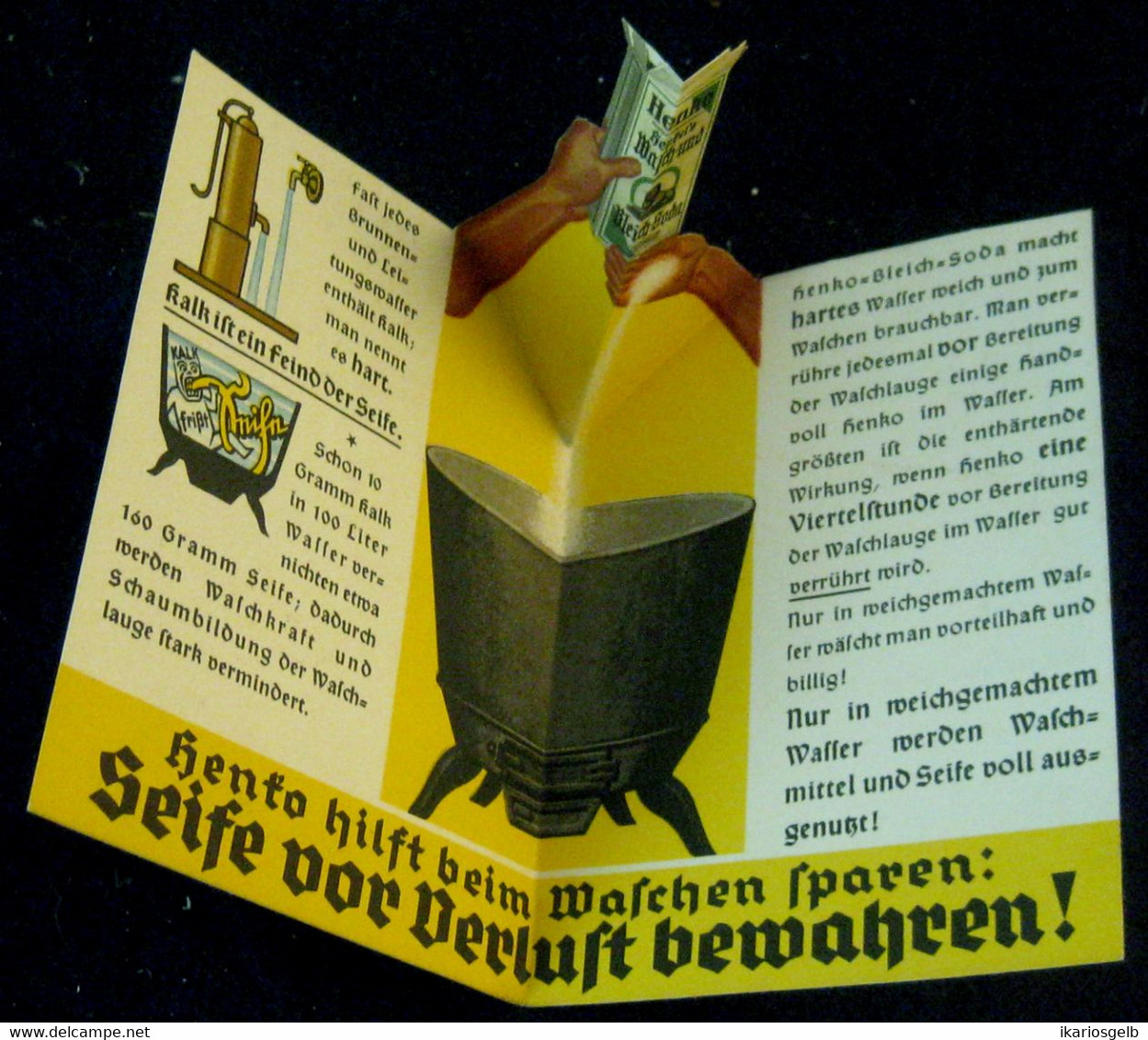 Düsseldorf Persil 1939 2-s A6 Ausfaltbarer 3D Werbeaufsteller " HENKO Wasch- U. Bleichsoda Kalk Frisst " Reklame Werbung - Reclame