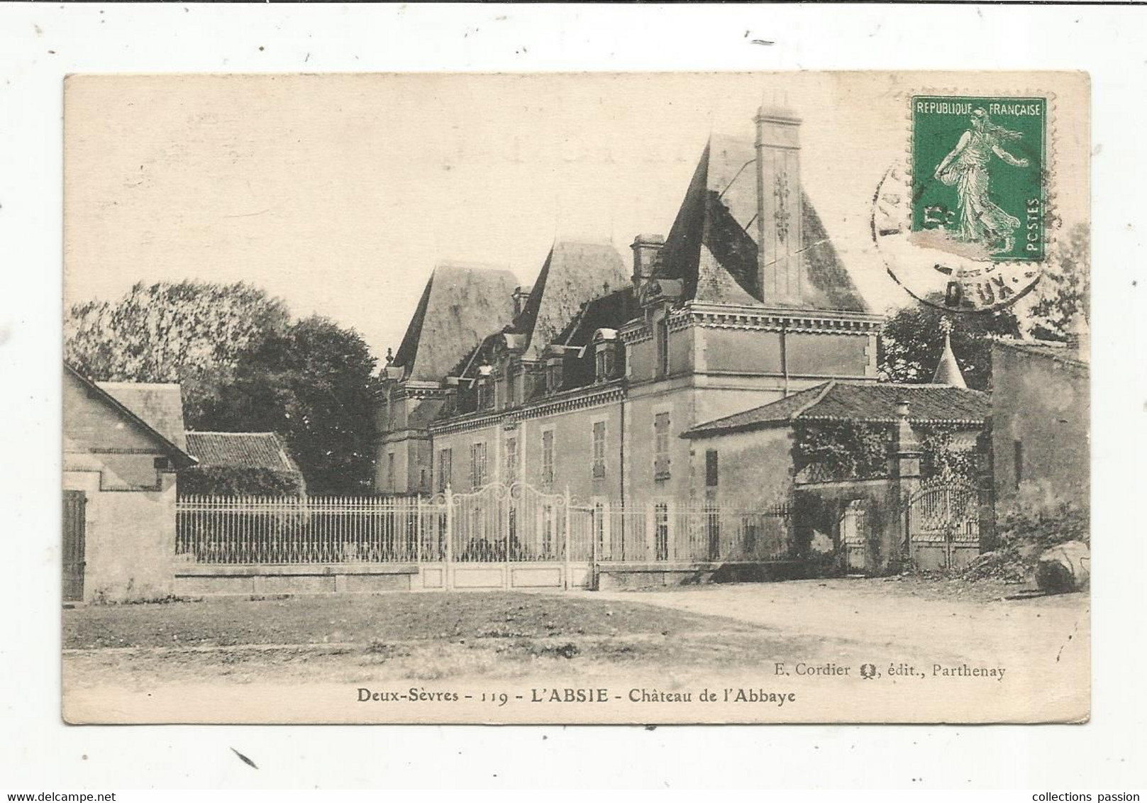 JCR , Cp , 79 ,L'ABSIE , Chateau De L'abbaye,  Ed. Cordier , Voyagée 1914 - L'Absie