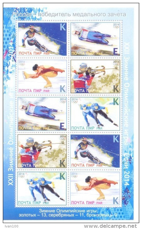 2014.  Transnistria, Russia - Winner Of Winter Olympic  Games Sochi, Sheetlet Seif-adhesive, Mint/** - Hiver 2014: Sotchi