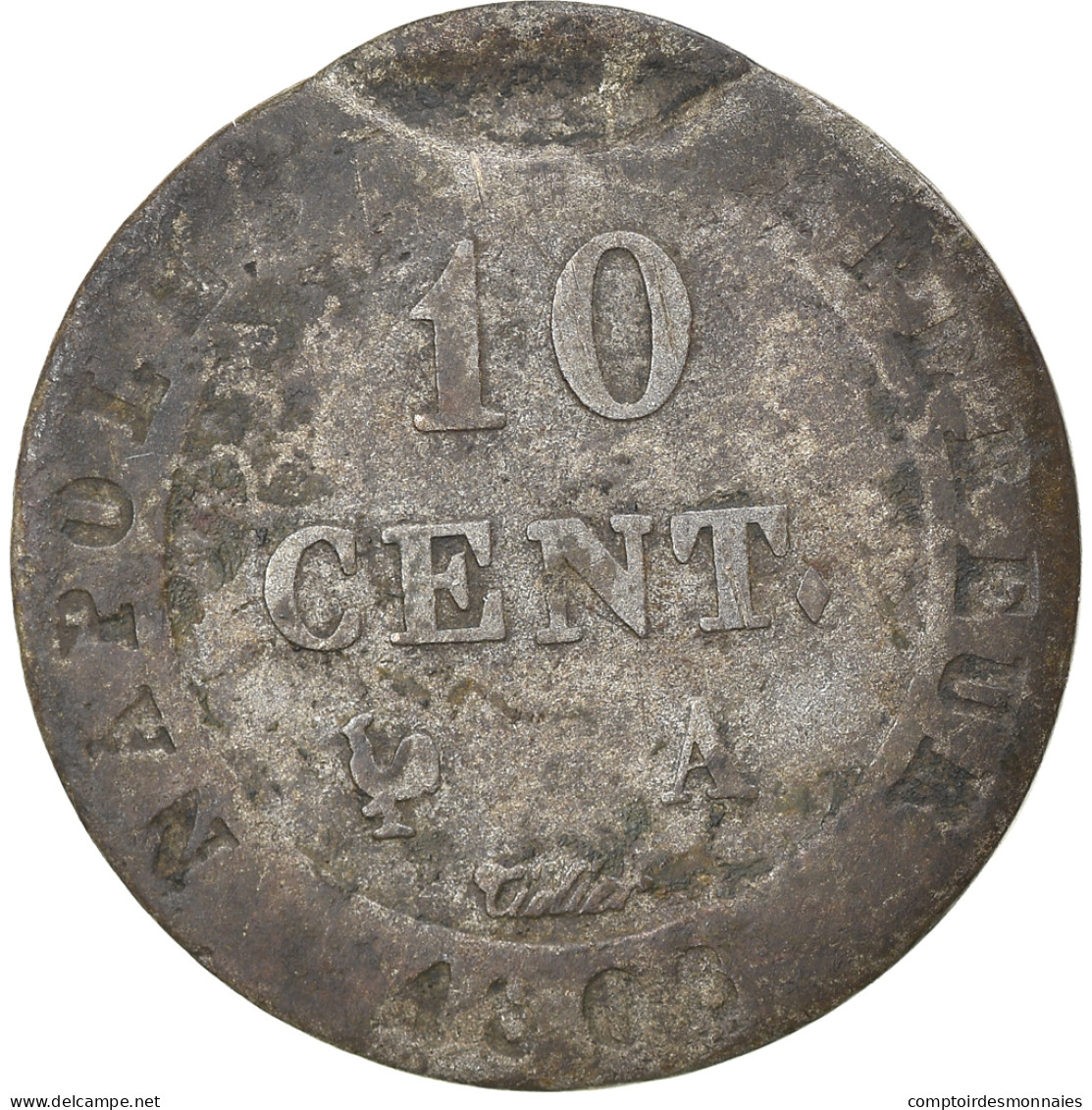 Monnaie, France, Napoléon I, 10 Centimes, 1808, Paris, Incuse Partielle, TB+ - Varietà E Curiosità