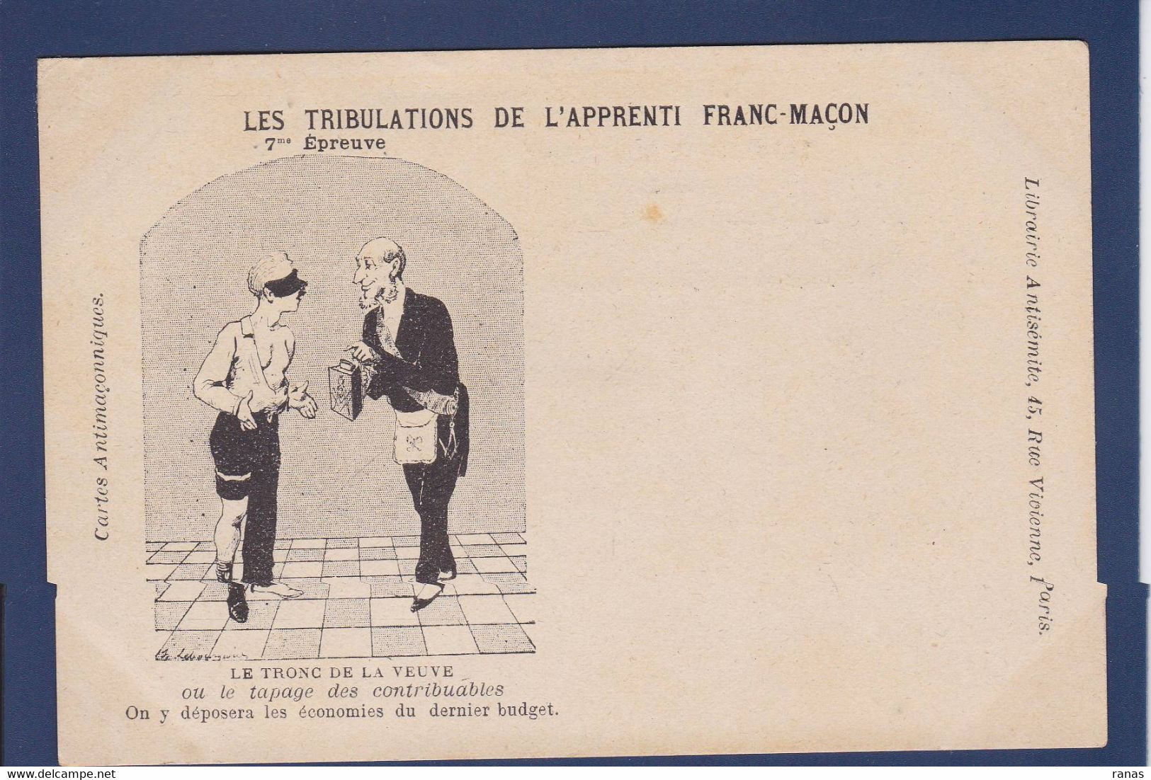 CPA Franc Maçonnerie Maçonnique Masonic Non Circulé Satirique Caricature Librairie Antisémite - Philosophie