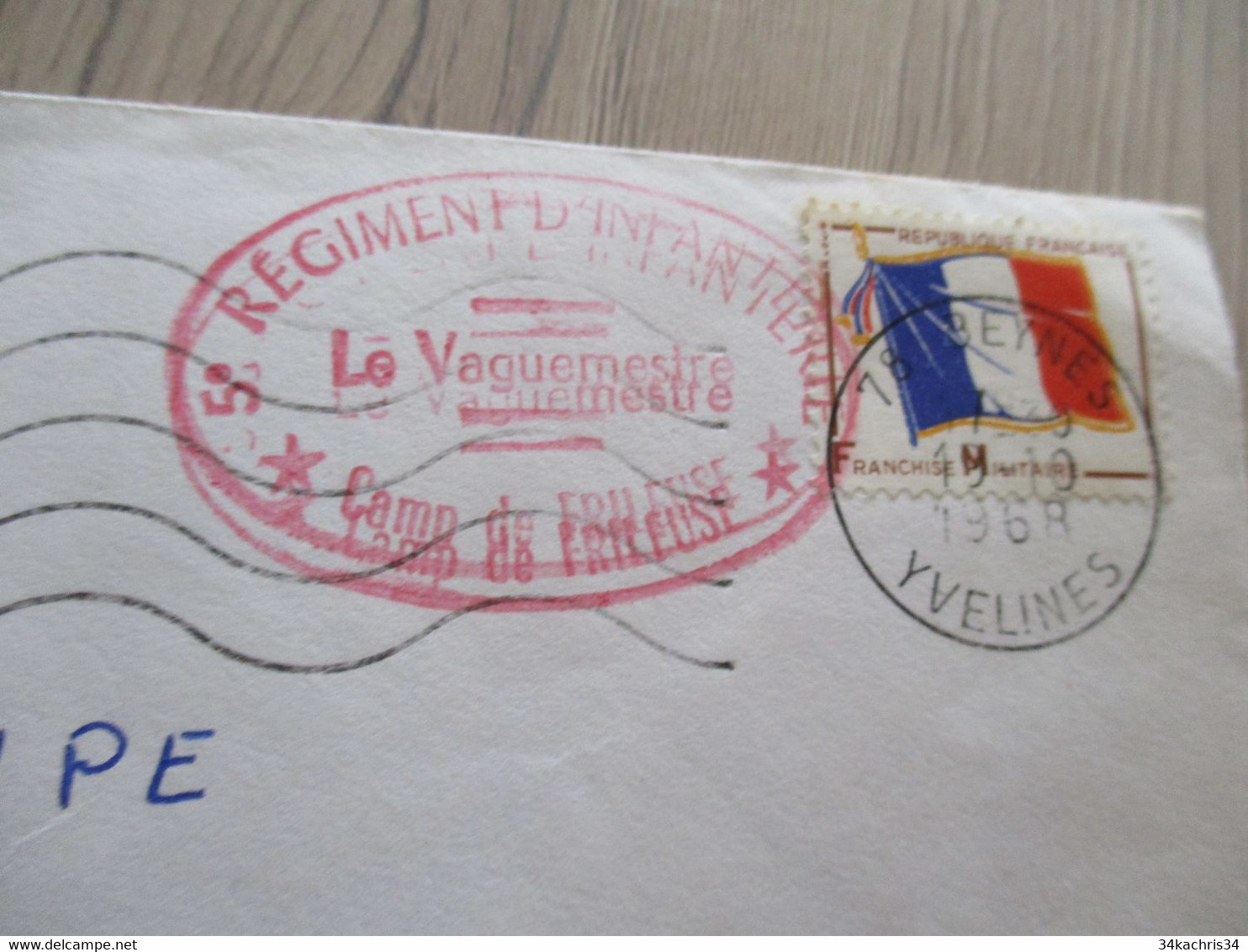 Lettre France Beynes Yvelines Pour Paris Cachet Rouge 5 ème Régiment D'Infanterie Camp De Frileuse Double Frappe - Militärstempel Ab 1900 (ausser Kriegszeiten)