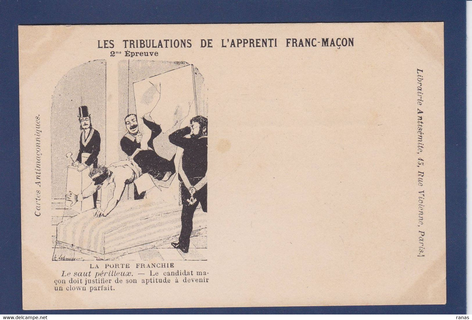 CPA Franc Maçonnerie Maçonnique Masonic Non Circulé Satirique Caricature Librairie Antisémite - Philosophie