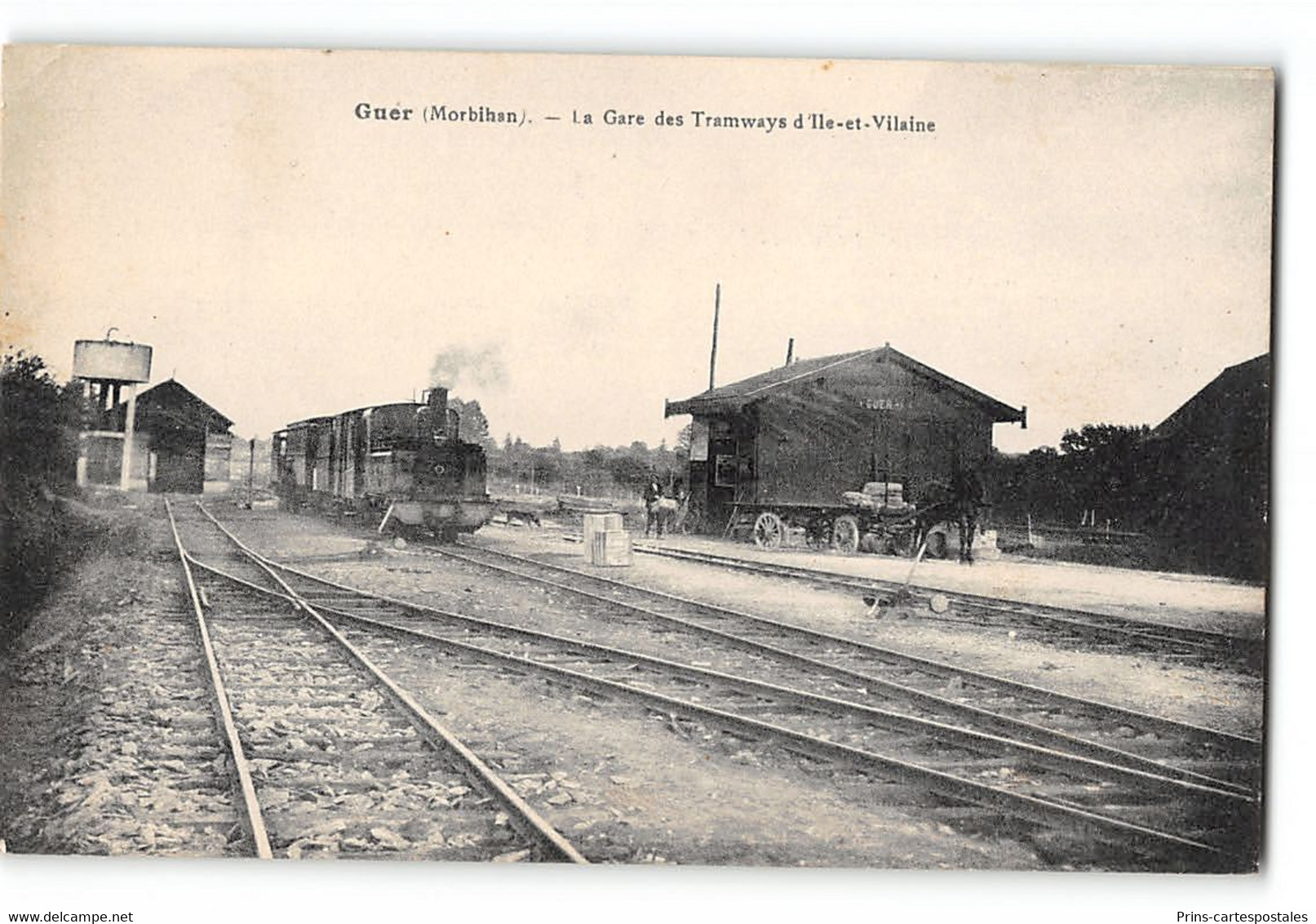 CPA 56 Guer La Gare Et Le Train Tramway - Guer Cötquidan