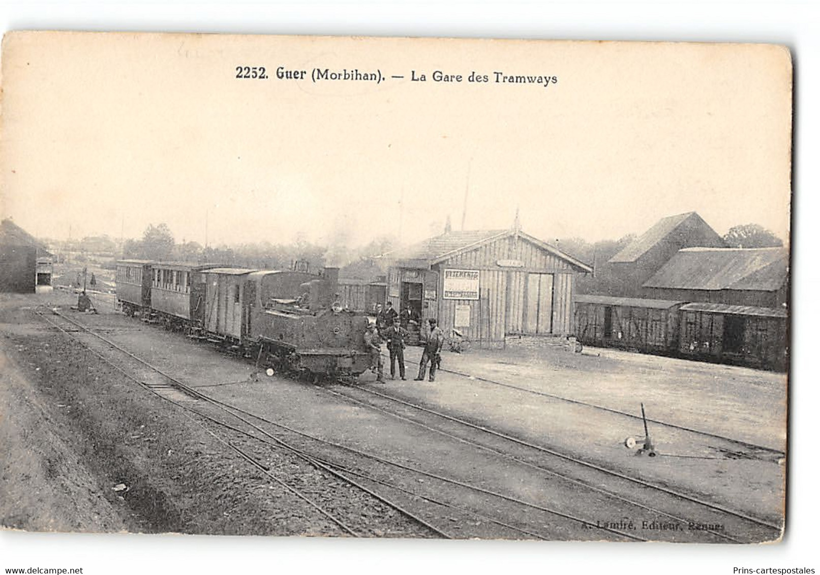 CPA 56 Guer La Gare Et Le Train Tramway - Guer Cötquidan