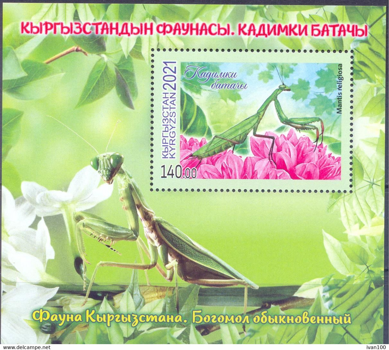 2021. Kyrgyzstan, Fauna Of Kyrgyzstan, Insects, S/s Perf, Mint/** - Kirghizstan