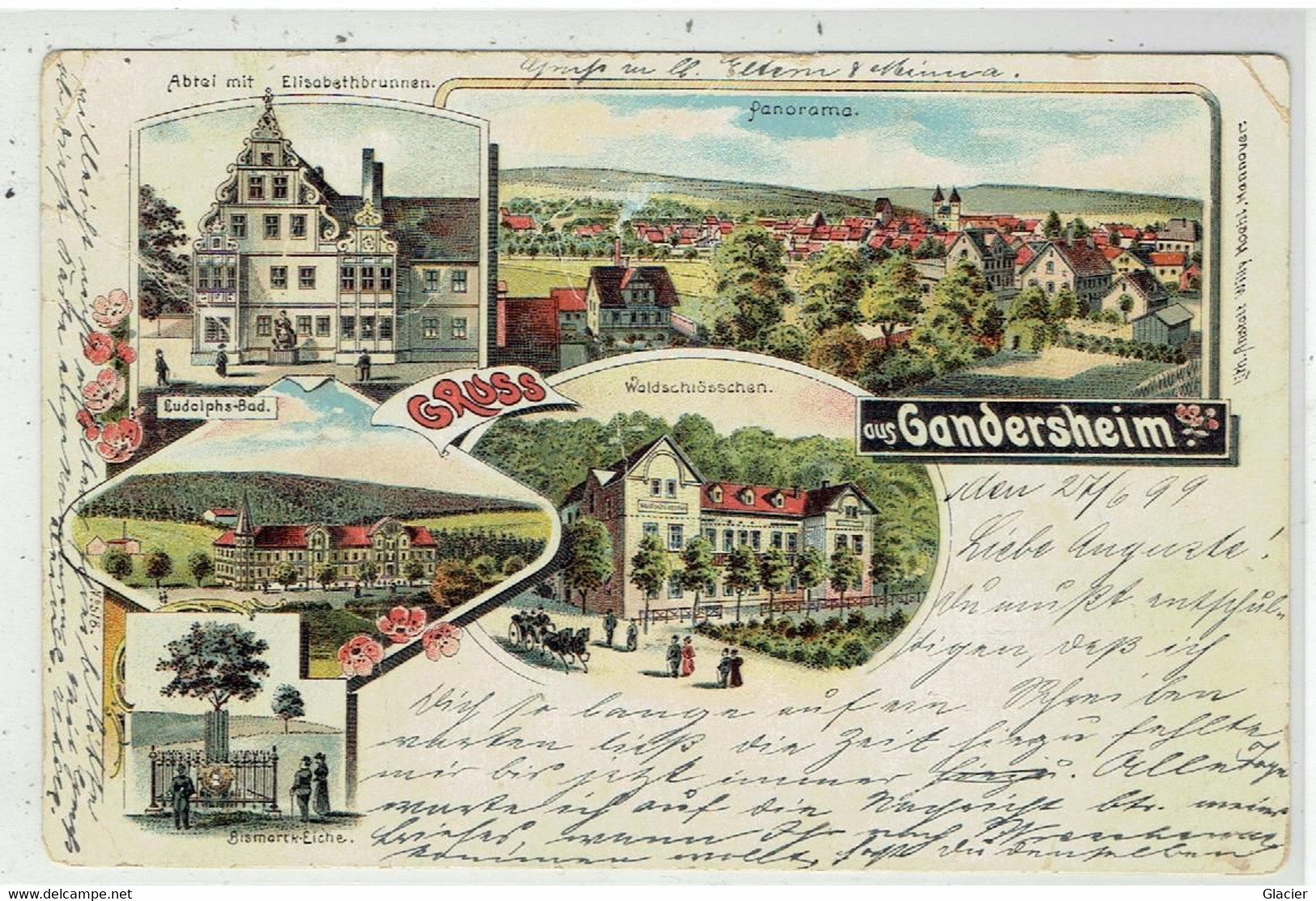 Gruss Aus Gandersheim 1899 - Panorama - Ludophs-Bad - Abtei Mit Elisabetbrunnen - Bismarck-Eiche - Northeim