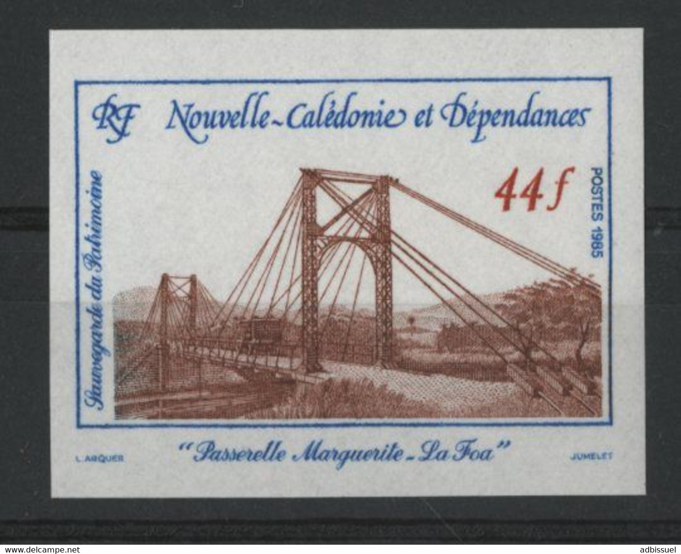 NOUVELLE CALEDONIE N° 503 NON DENTELES Neufs ** 44 Fr Passerelle Marguerite à LA FOA. TB - Unused Stamps