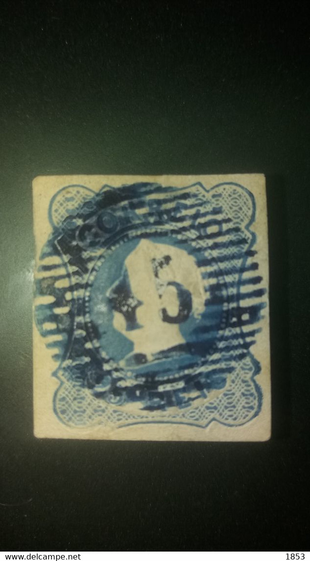 D.MARIA II - MARCOFILIA - 1ªREFORMA (45) VILA FRANCA DE XIRA (AZUL) - Used Stamps