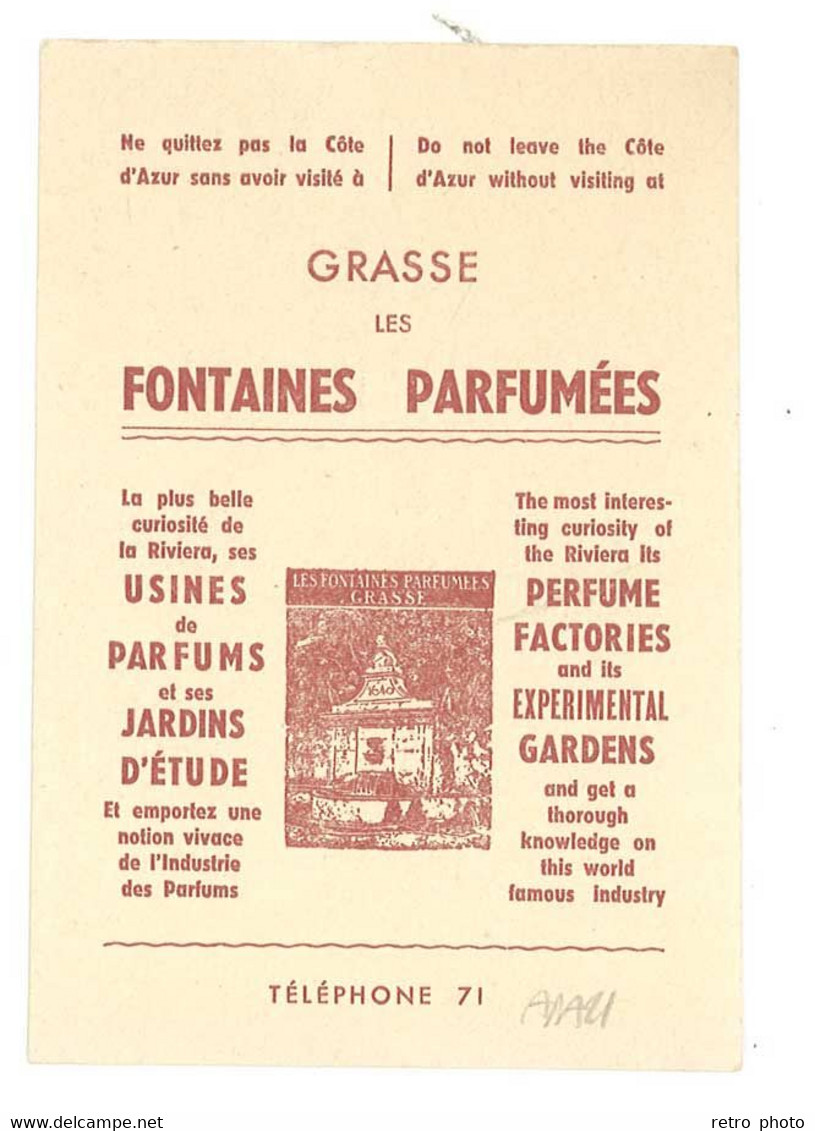 Carte Commerciale Les Fontaines Parfumées, Route Napoléon, Grasse - Non Classés