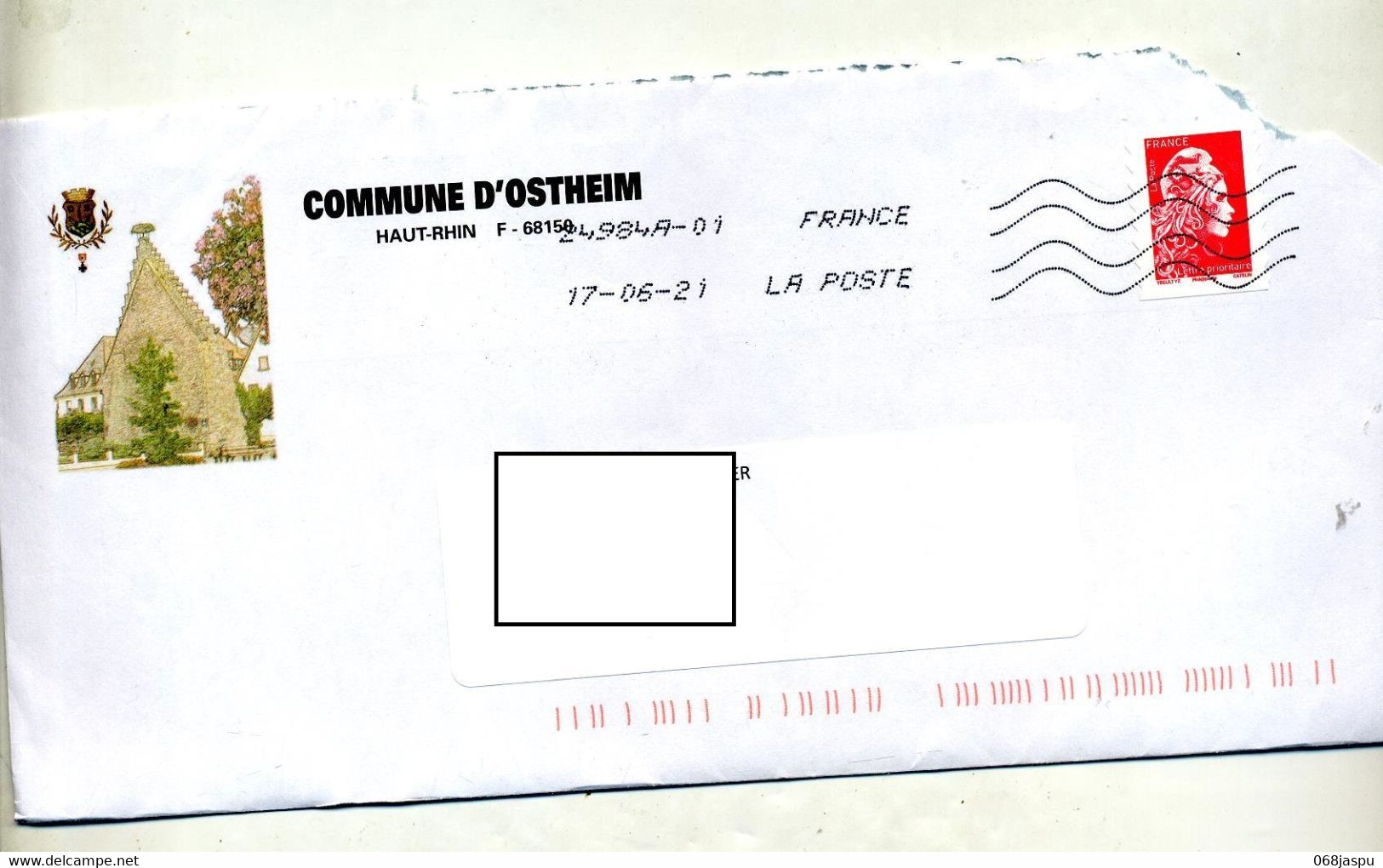 Lettre Flamme Chiffree Entete Mairie Ostheim - Mechanical Postmarks (Advertisement)