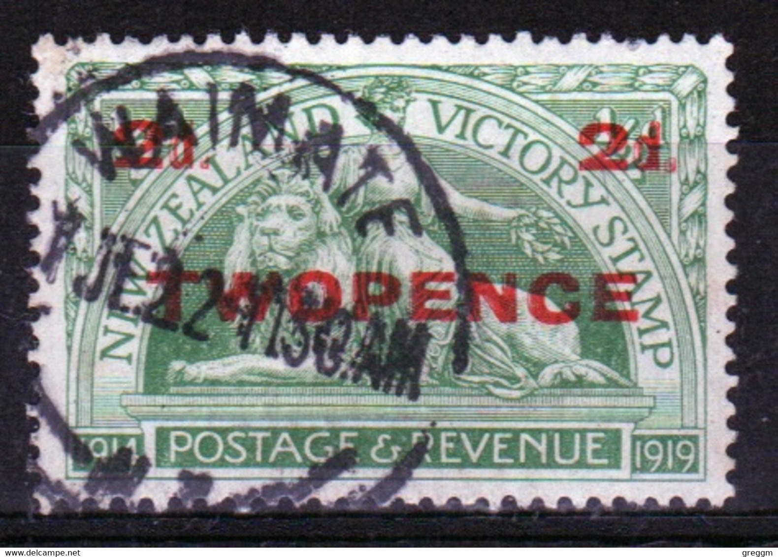 New Zealand 1922 King George V 2d Overprint On ½d Green Stamp. - Oblitérés