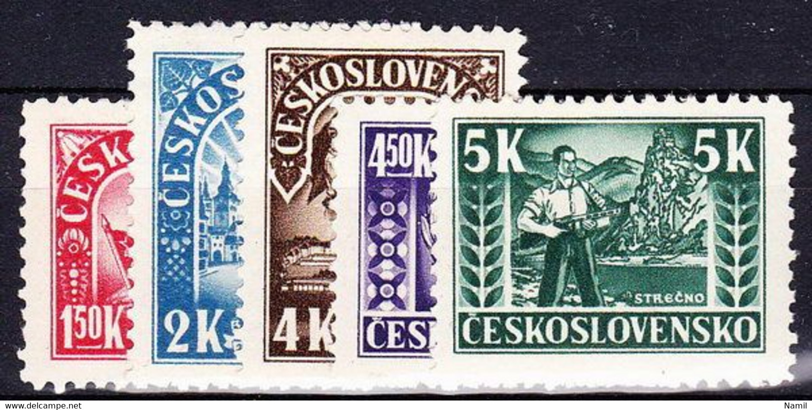 ** Tchécoslovaquie 1945 Mi 455-9 (Yv 420-4), (MNH) - Unused Stamps