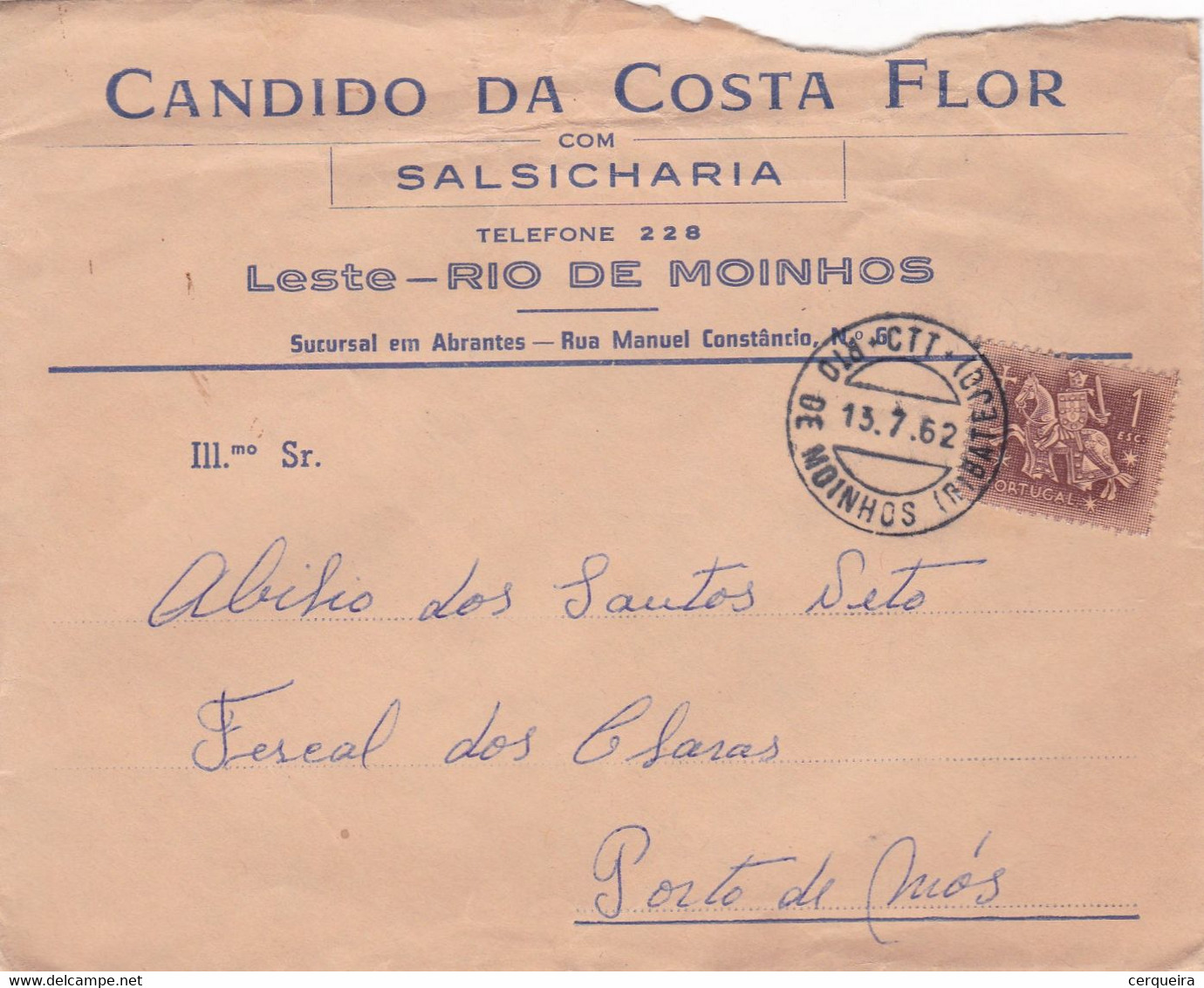 CANDIDO DA COSTA  FLOR-RIO DE MOINHOS-CAVALEIRO MEDIAVAL - Storia Postale