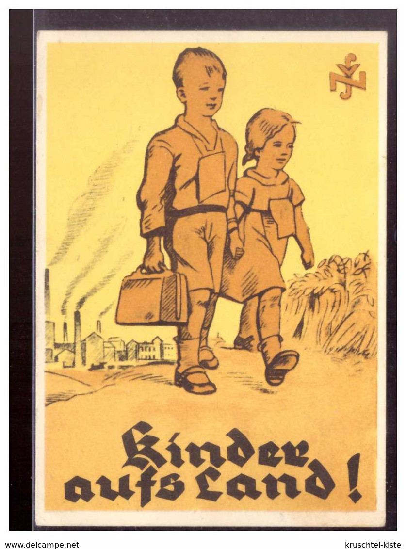 Dt- Reich (022138) Sehr Seltene KLV Vignette Kinder Aufs Land, Herausgeber NSDAP Amt Für Volkswohlfahrt, Gau Württemberg - Covers & Documents