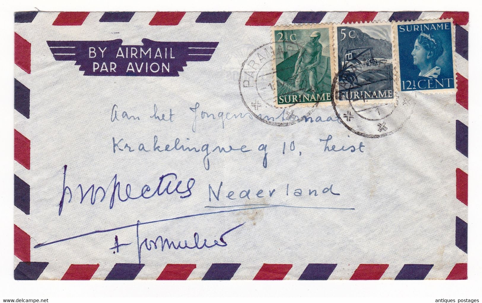 Lettre Pays Bas Suriname Paramaribo Netherlands Nederlandse Koloniën 1959 - Surinam ... - 1975