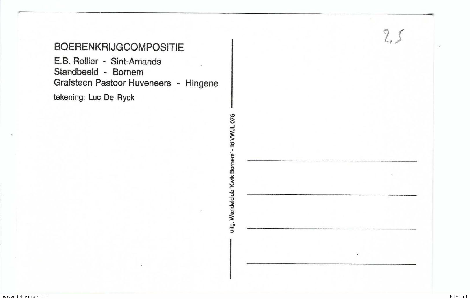 BOERENKRIJGCOMPOSITIE  E B Rollier - Sint-Amands ; Standbeeld - Bornem ; Grafsteen Pastoor Huveneers-Hingene - Bornem