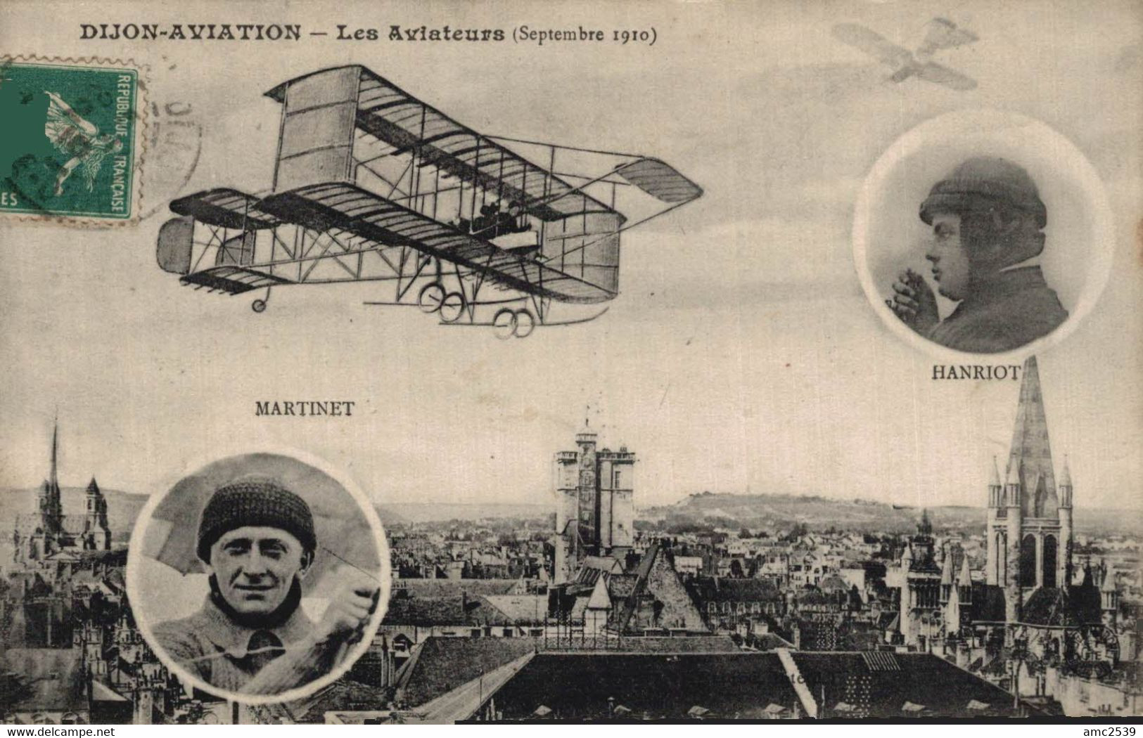 AVIATION    CPA  DIJON-AVIATION - Les Aviateurs (Septembre 1910): Martinet - Hanriot - Flieger