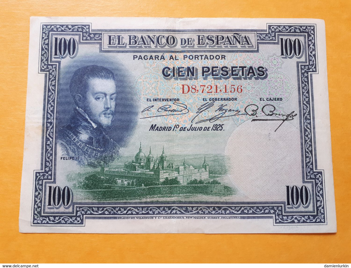 ESPAGNE 100 PESETAS 1 DE JULIO DE 1925 SERIE D - 100 Pesetas