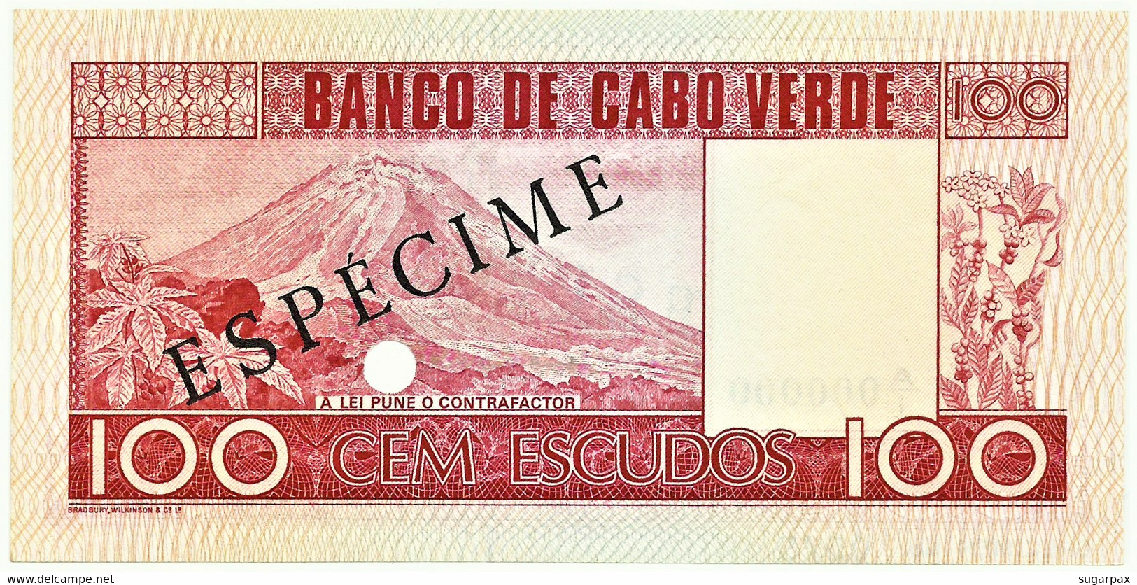 CAPE VERDE - 100 ESCUDOS - 20.01.1977 - Pick 54.s2 - Unc. - ESPÉCIME In BLACK - Cap Vert