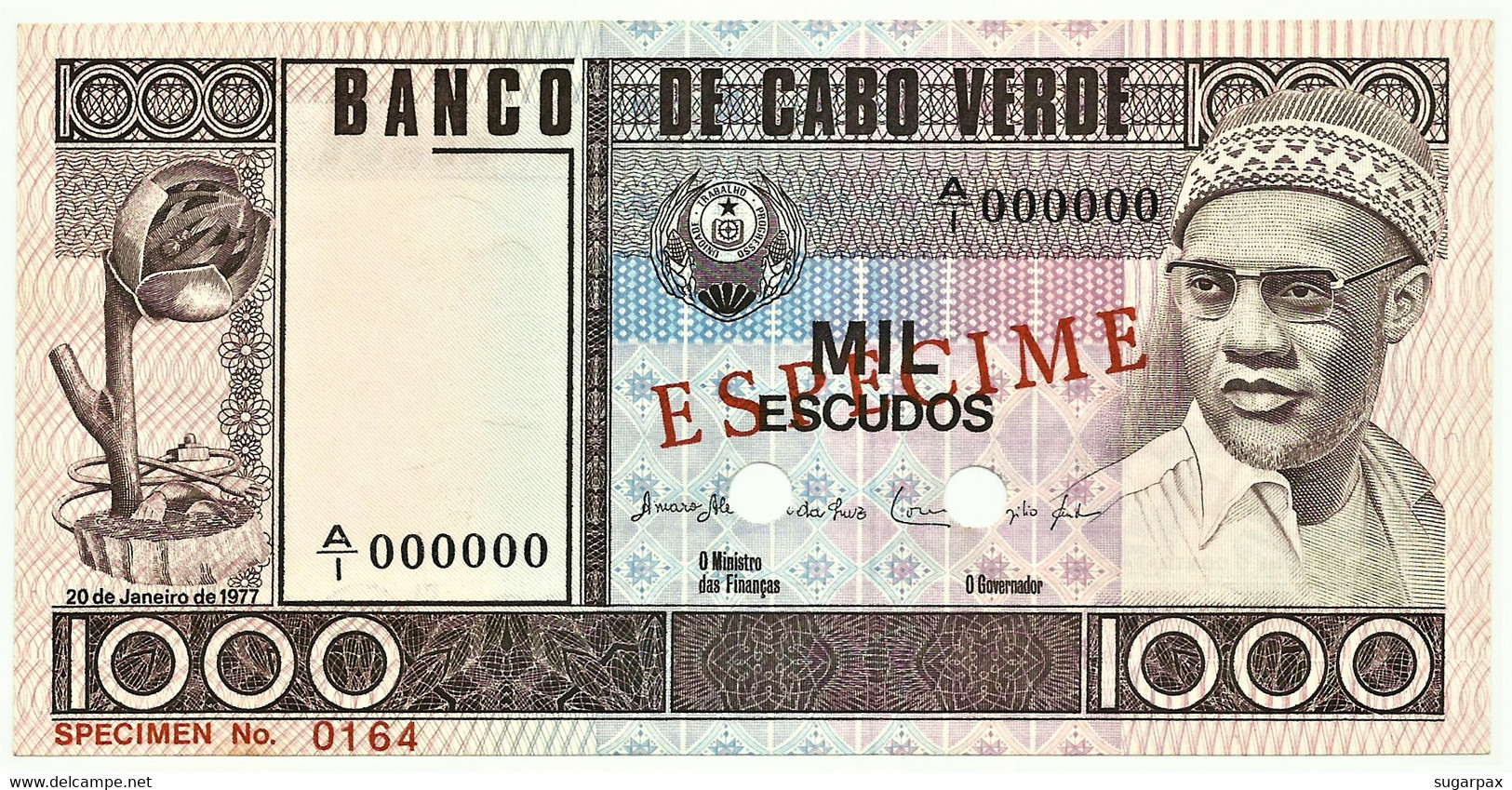 CAPE VERDE - 1000 ESCUDOS - 20.01.1977 - Pick 56.s1 - Unc. - ESPÉCIME In RED - 1.000 - Capo Verde