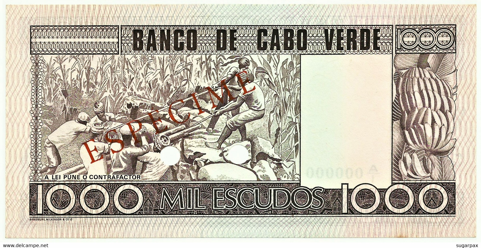 CAPE VERDE - 1000 ESCUDOS - 20.01.1977 - Pick 56.s1 - Unc. - ESPÉCIME In RED - 1.000 - Kaapverdische Eilanden