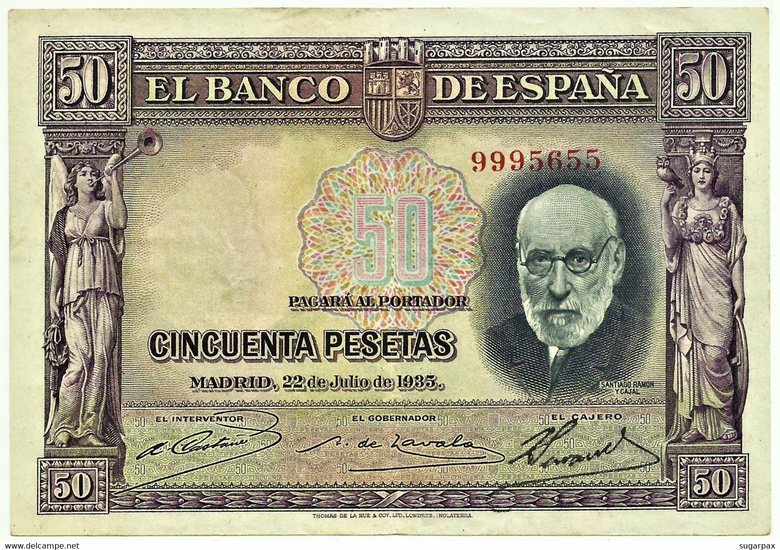 ESPAÑA - 50 Pesetas - 22.07.1935 - Pick 88 - Santiago Ramon Y Cajal - II Republica - 50 Peseten